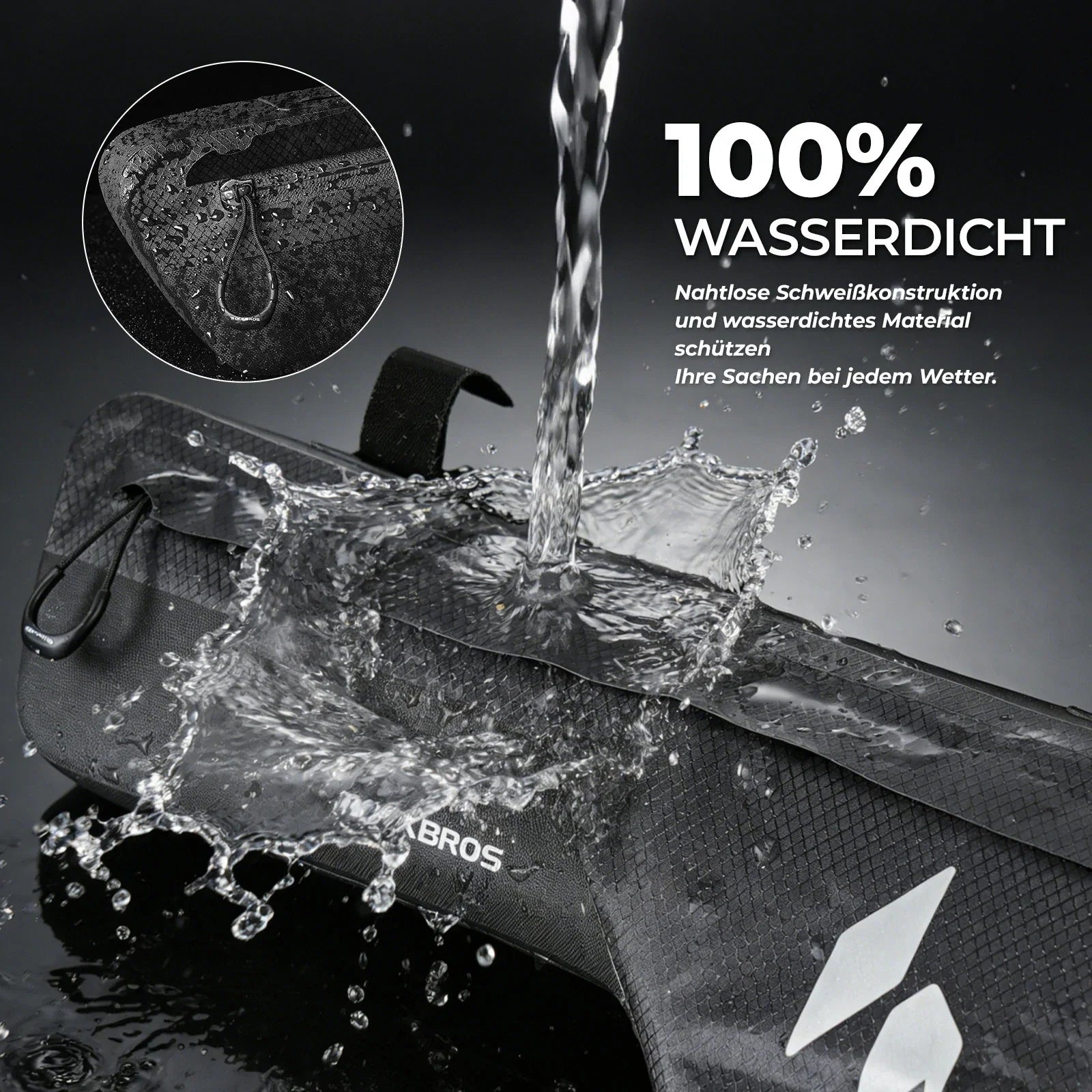 100% Wasserdichtes Fahrrad Rahmentasche Dreiecktasche 1.9L AS-152 RideMate