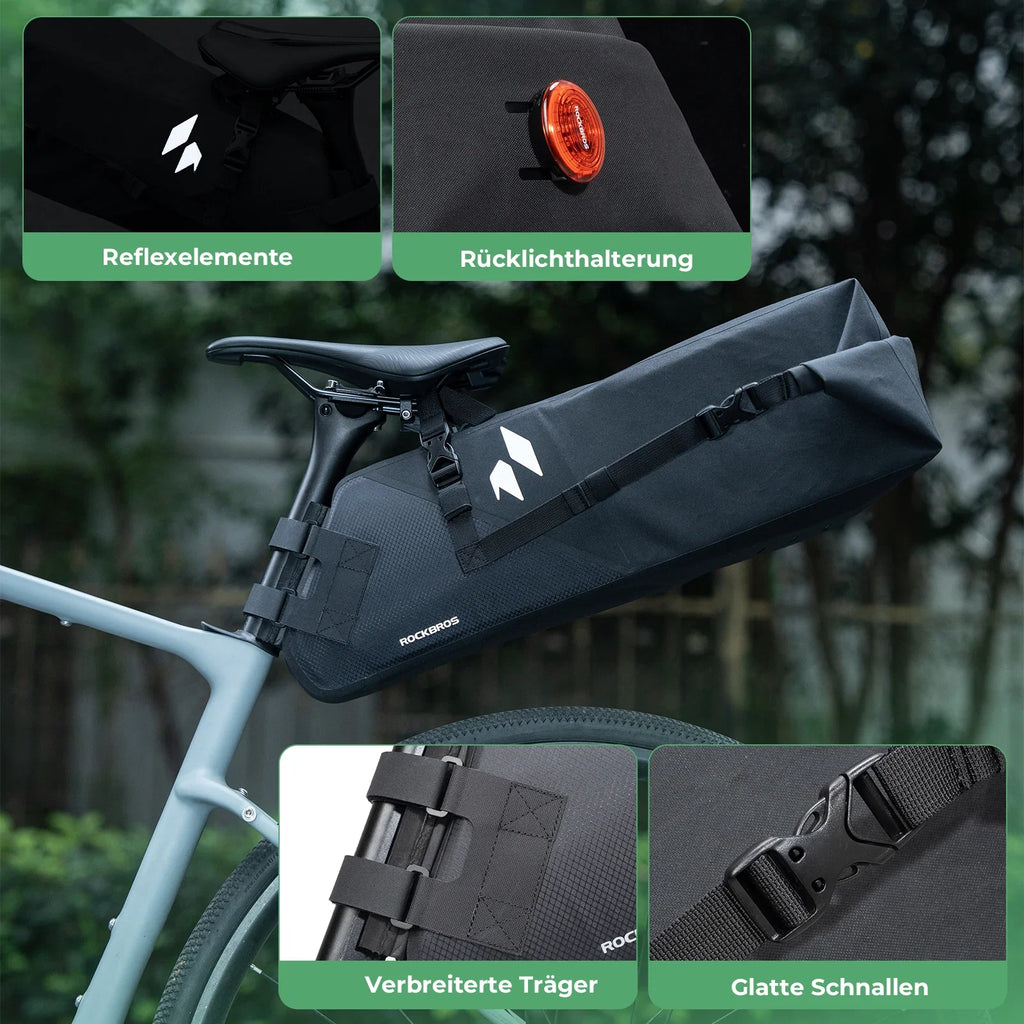 100% Wasserdichtes Fahrrad Satteltasche 13L AS-157 RideMate