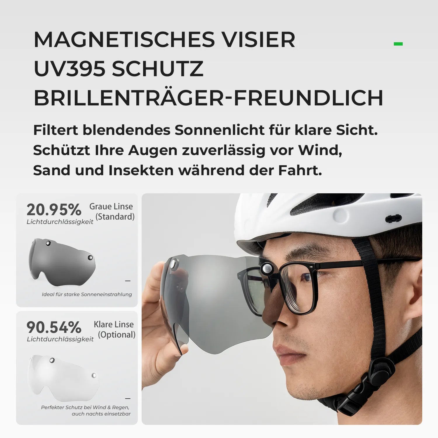 ROCKBROS Fahrradhelm mit integrierter abnehmbarer Magnetbrillen & Visier