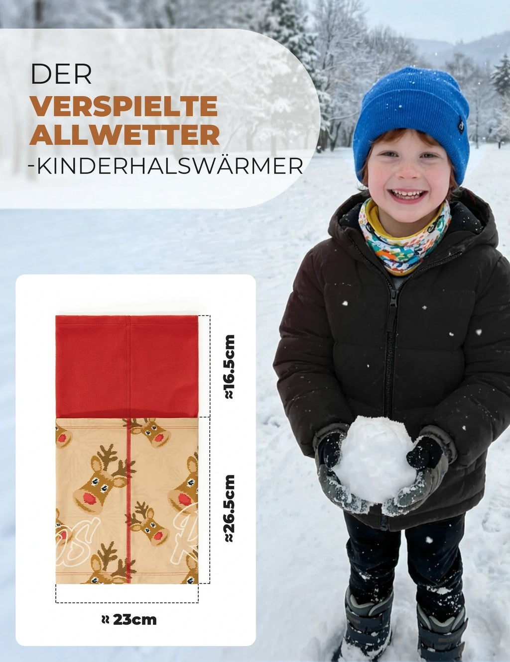 2-in-1 Kinder Halstuch & Mütze Doppelseitig Schlauchschal Wärmende Halswärmer Multifunktionstuch