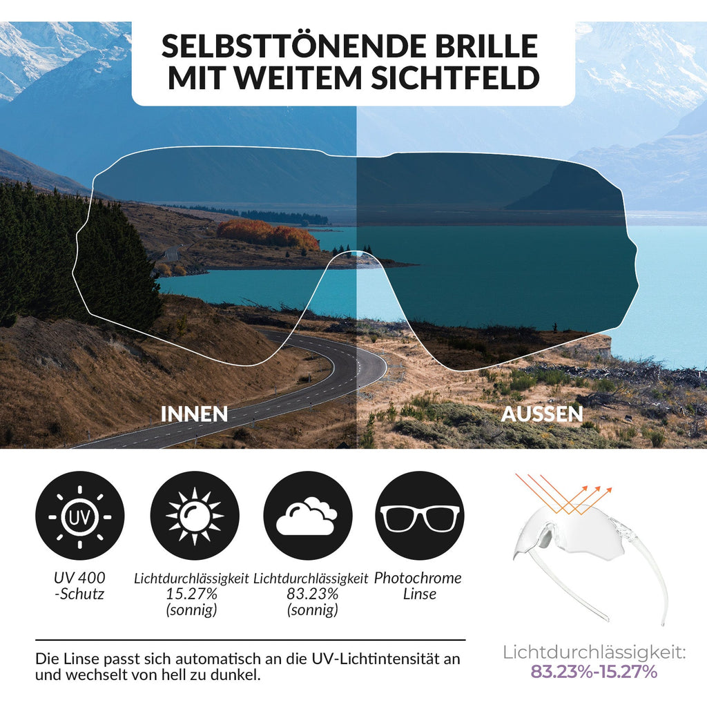 Fahrradbrille Selbsttönend UV400-Schutz Ohne Rahmen -SWIFT
