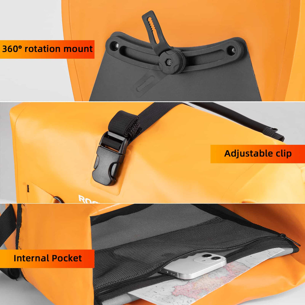 ROCKBROS Gepäckträgertasche 25L-32L 100 % wasserdicht mit Tragegriff