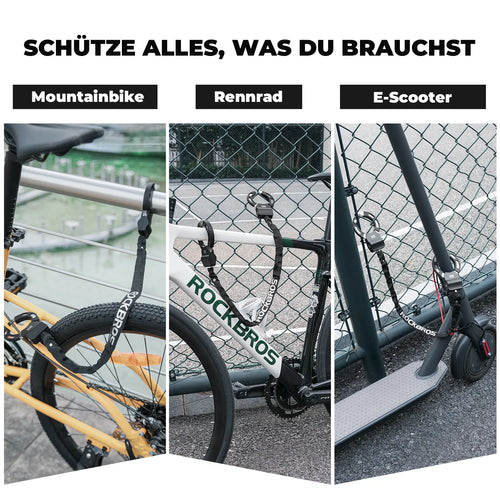 E-Scooter Schloss mit 59,5 cm Stahlkette, Fahrradschloss für Roller & Fahrrad