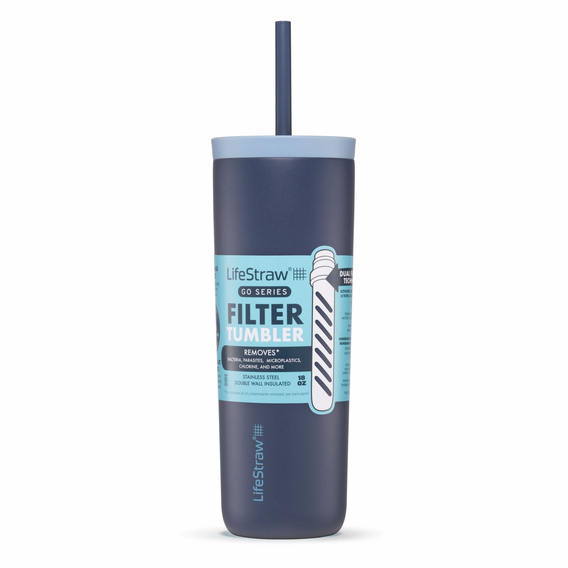 LifeStraw Go Steel Tumbler 530ml (aegean sea)  Isolierter Thermobecher aus Edelstahl mit Filter (2-Stage) von LifeStraw