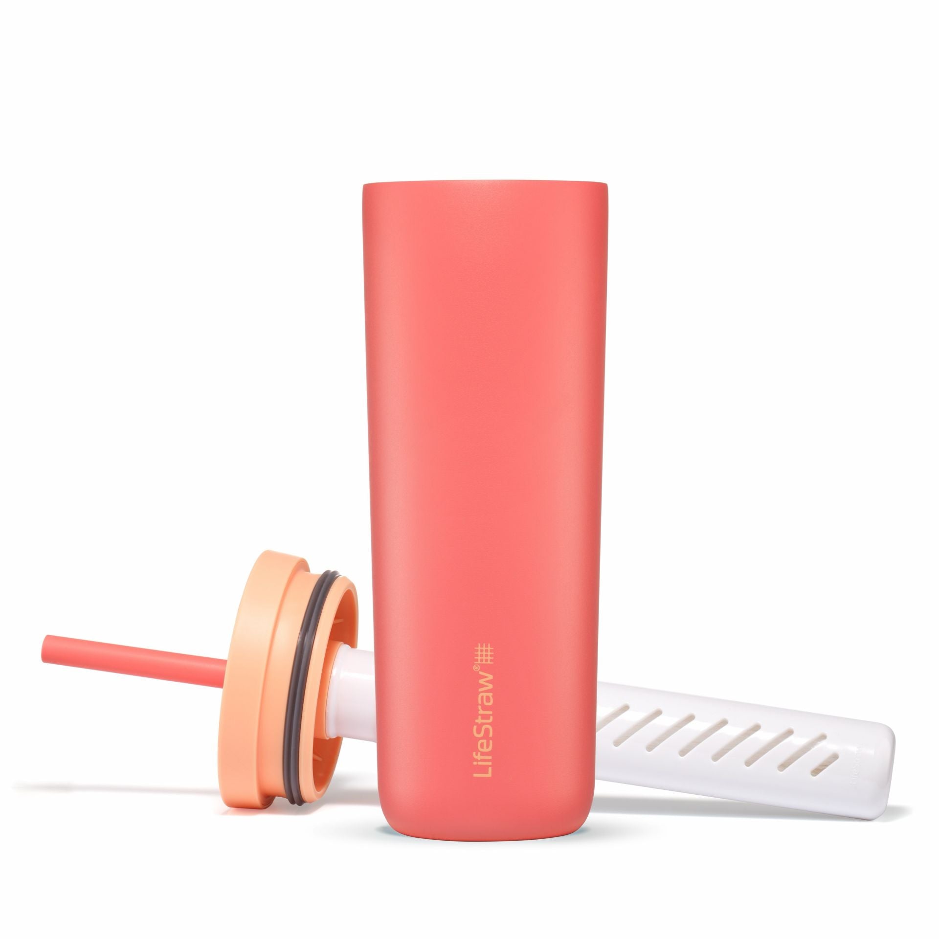 LifeStraw Go Steel Tumbler 530ml (apricot pink) Isolierter Thermobecher aus Edelstahl mit Filter (2-Stage) von LifeStraw