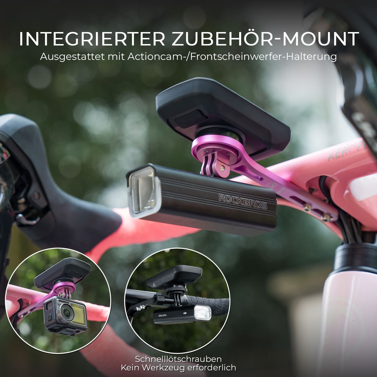 Aero Fahrradcomputer Halterung mit Schnellverschluss Leichtbau Lenkerverlängerungshalterung
