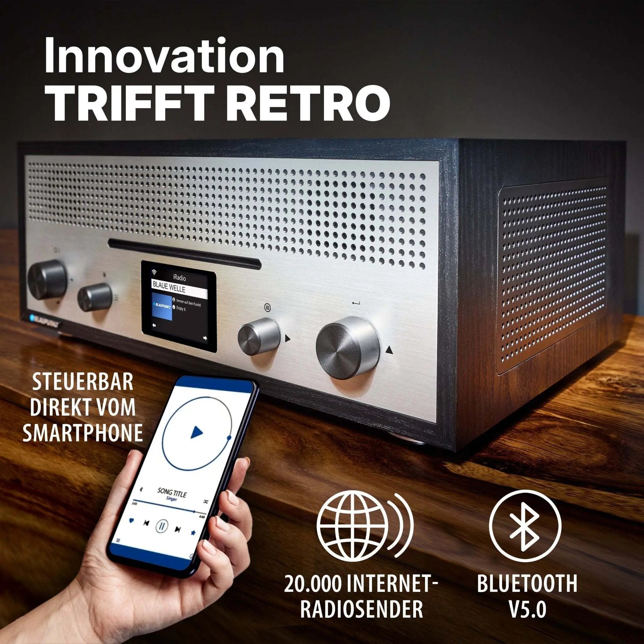 Nostalgie Internetradio mit CD | MILANO Schwarz