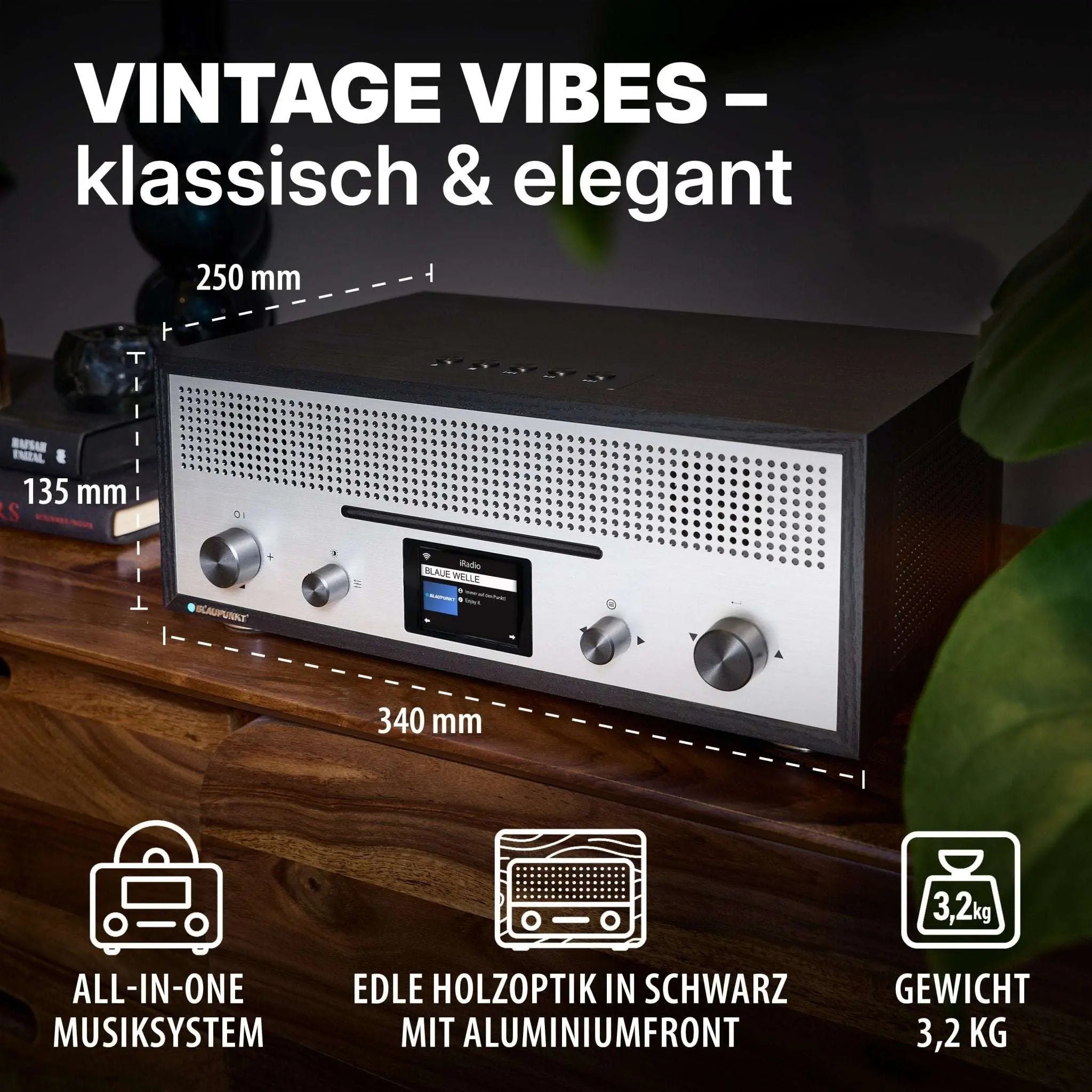 Nostalgie Internetradio mit CD | MILANO Schwarz