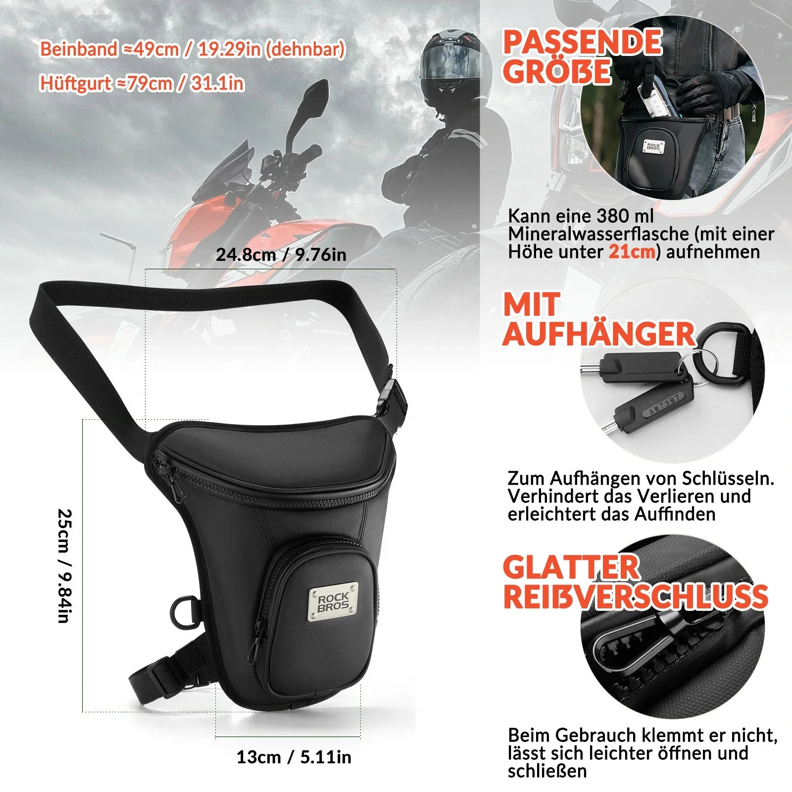 Beintasche Motorrad Hüfttasche Oberschenkeltasche Wasserdicht
