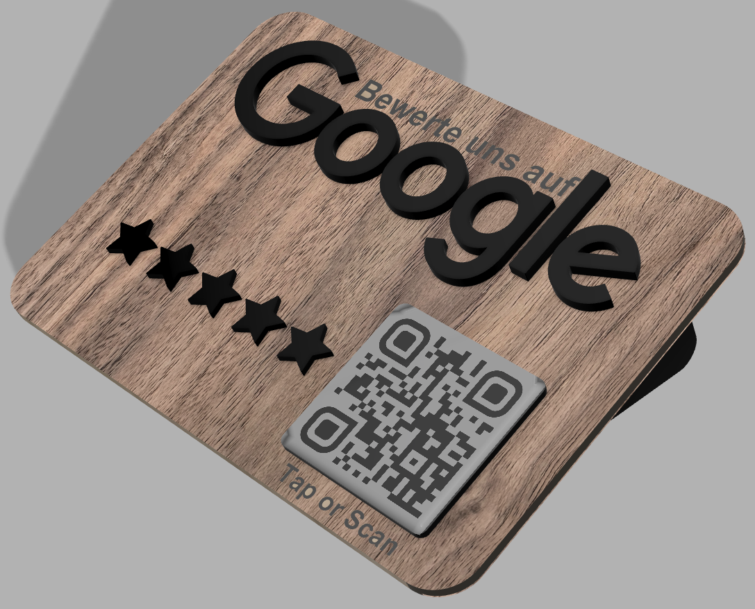 Google Bewertung Aufsteller Schild für Unternehmen Läden Shops Restaurants. QR Code und NFC
