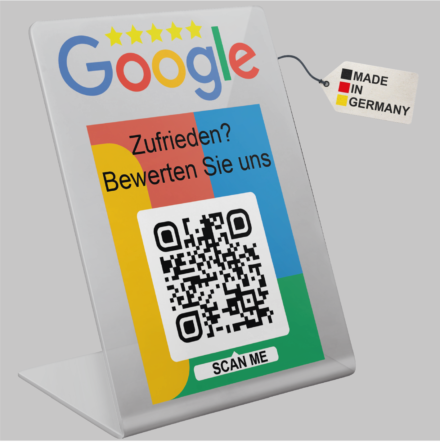 Google Bewertung Aufsteller Schild für Unternehmen Läden Shops Restaurants. QR Code und NFC V3