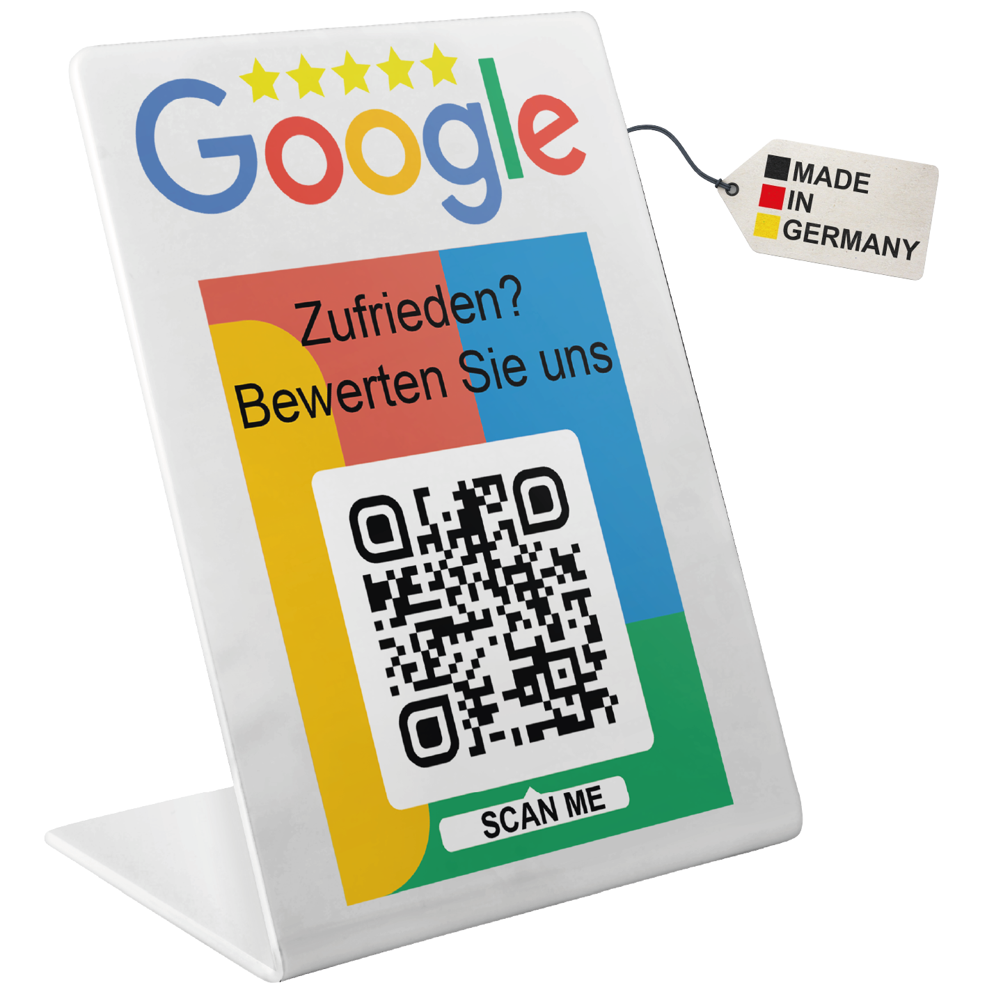 Google Bewertung Aufsteller Schild für Unternehmen Läden Shops Restaurants. QR Code und NFC V3