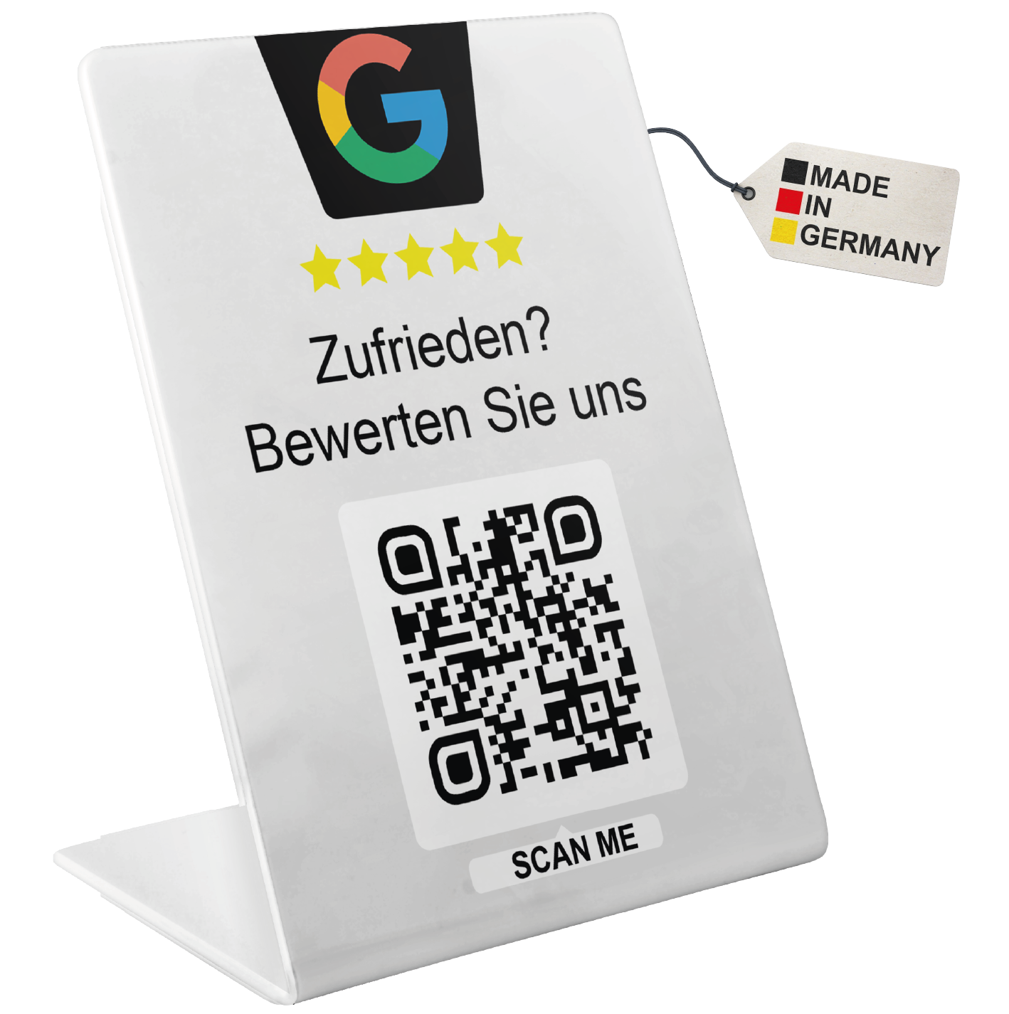 Google Bewertung Aufsteller Schild für Unternehmen Läden Shops Restaurants. QR Code und NFC V4