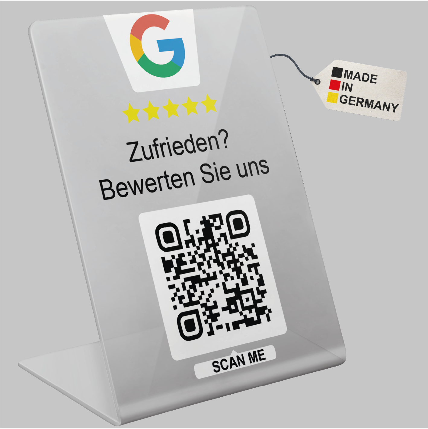 Google Bewertung Aufsteller Schild für Unternehmen Läden Shops Restaurants. QR Code und NFC V4