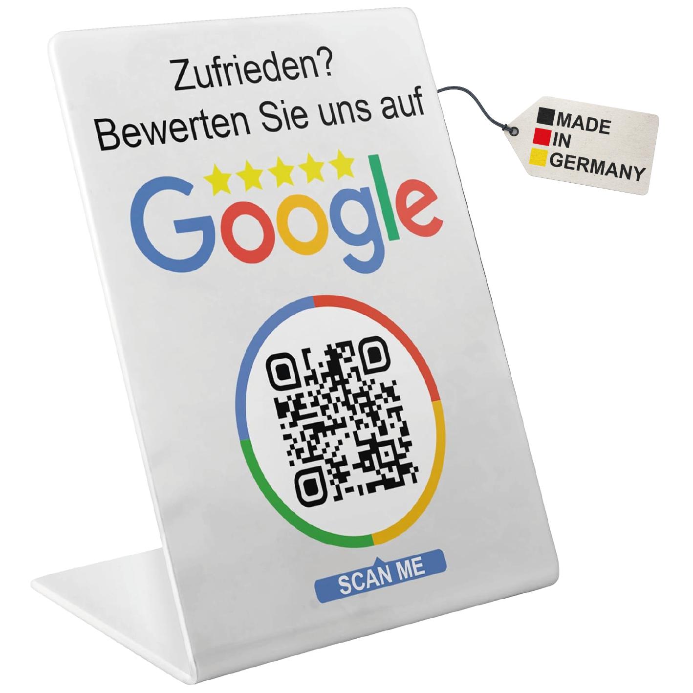 Google Bewertung Aufsteller mit QR Code und NFC für Unternehmen Läden Shops Restaurants.