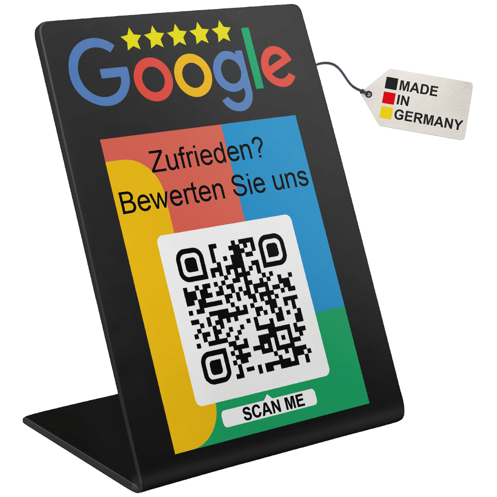 Google Bewertung Aufsteller Schild für Unternehmen Läden Shops Restaurants. QR Code und NFC V3