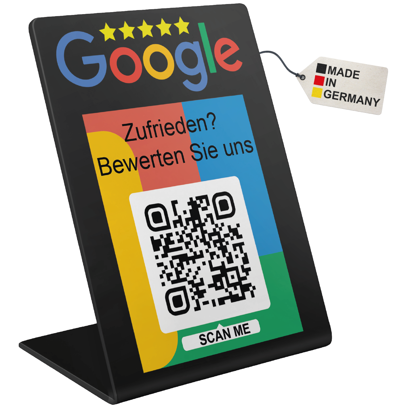 Google Bewertung Aufsteller Schild für Unternehmen Läden Shops Restaurants. QR Code und NFC V3