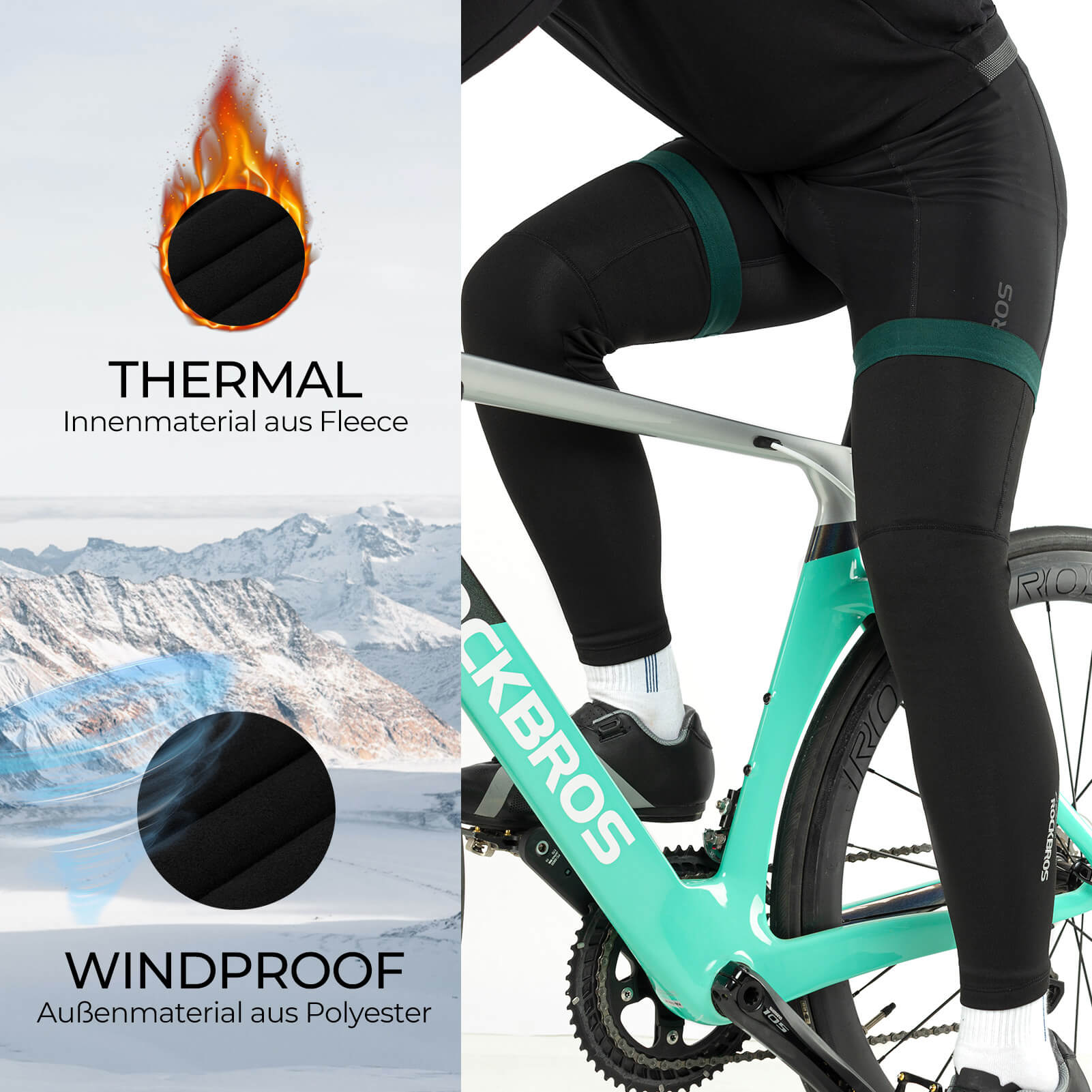 Fahrrad Beinlinge Winter Thermo S-3XL (1 Paar)