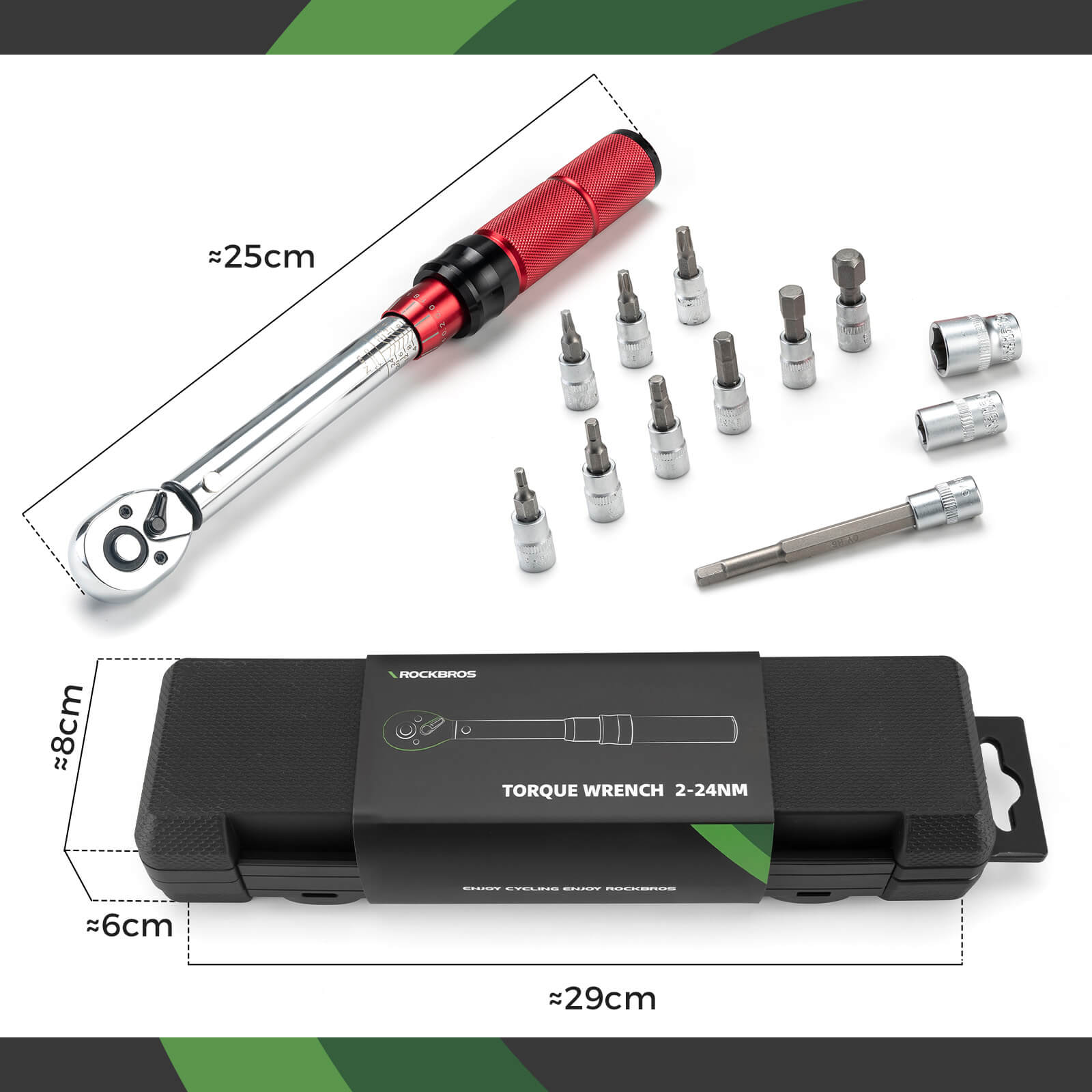 Fahrrad Drehmomentschlüssel Set 2-24 Nm, Multifunktionales Reparaturwerkzeug