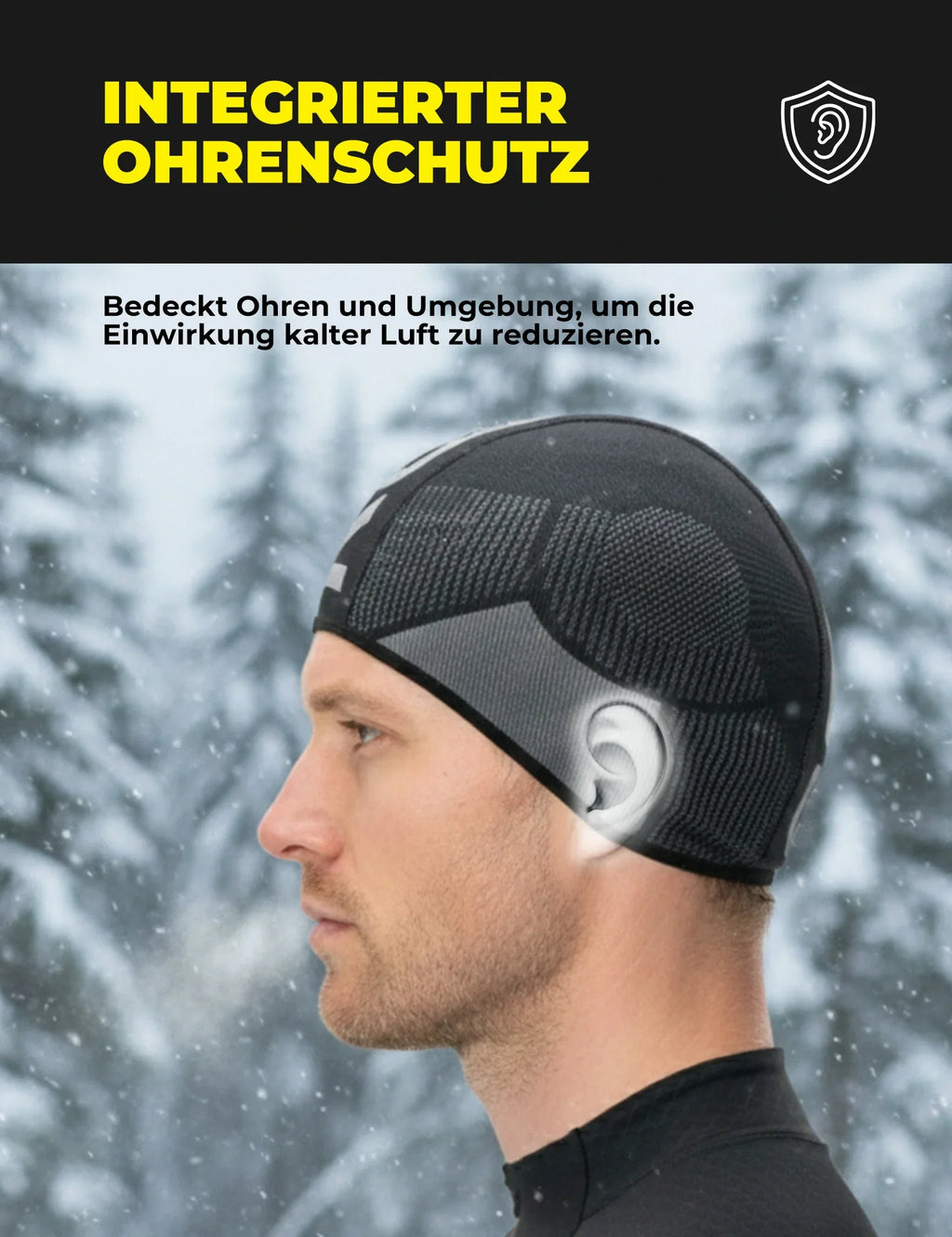 Fahrrad Mütze Winter mit Ohrenschutz, Atmungsaktiv & Winddicht