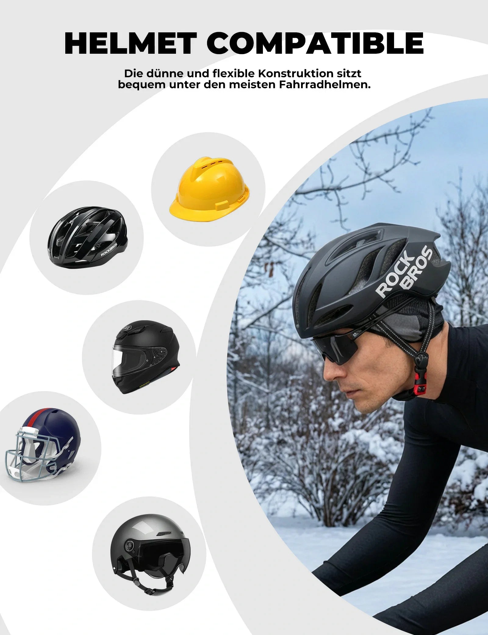 Fahrrad Mütze Winter mit Ohrenschutz, Atmungsaktiv & Winddicht