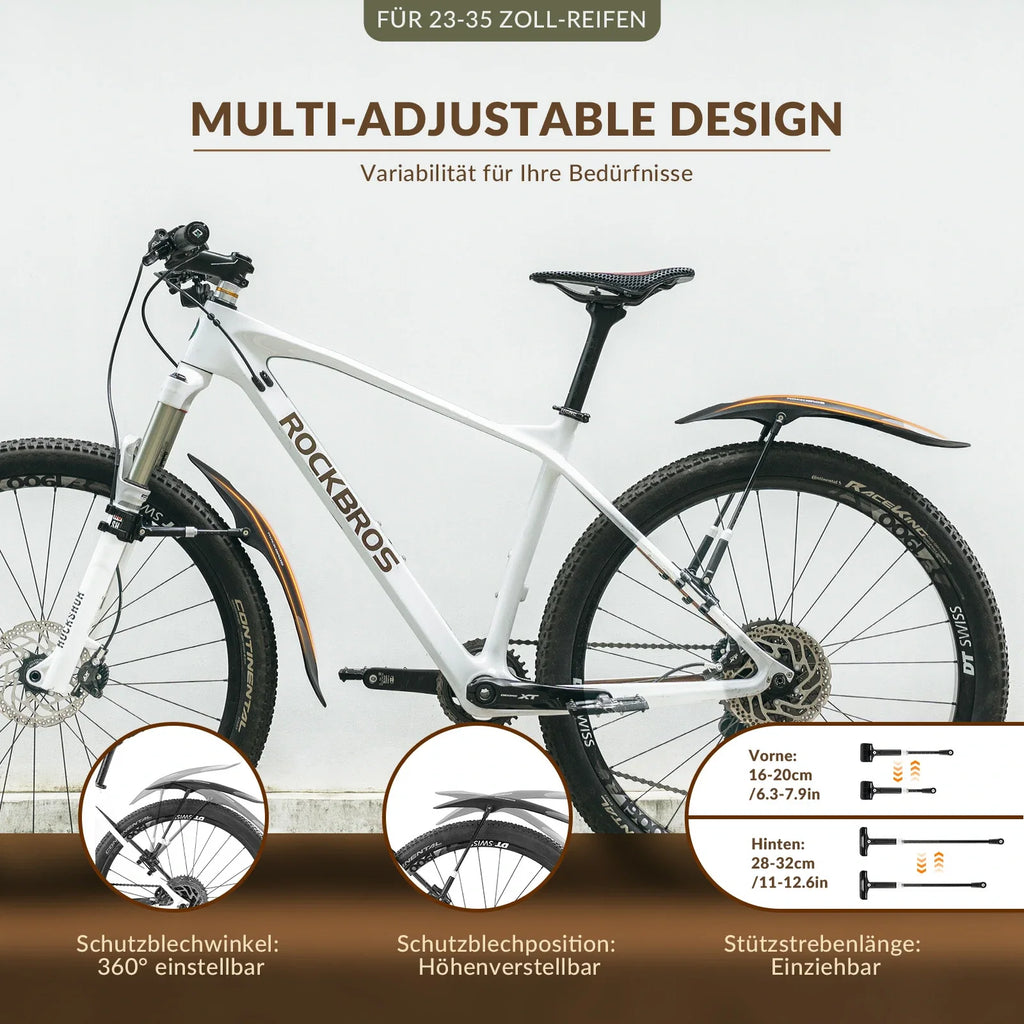 Fahrrad Schutzbleche Set Vorne/Hinten Verstellbare Flexible 26-29 zoll