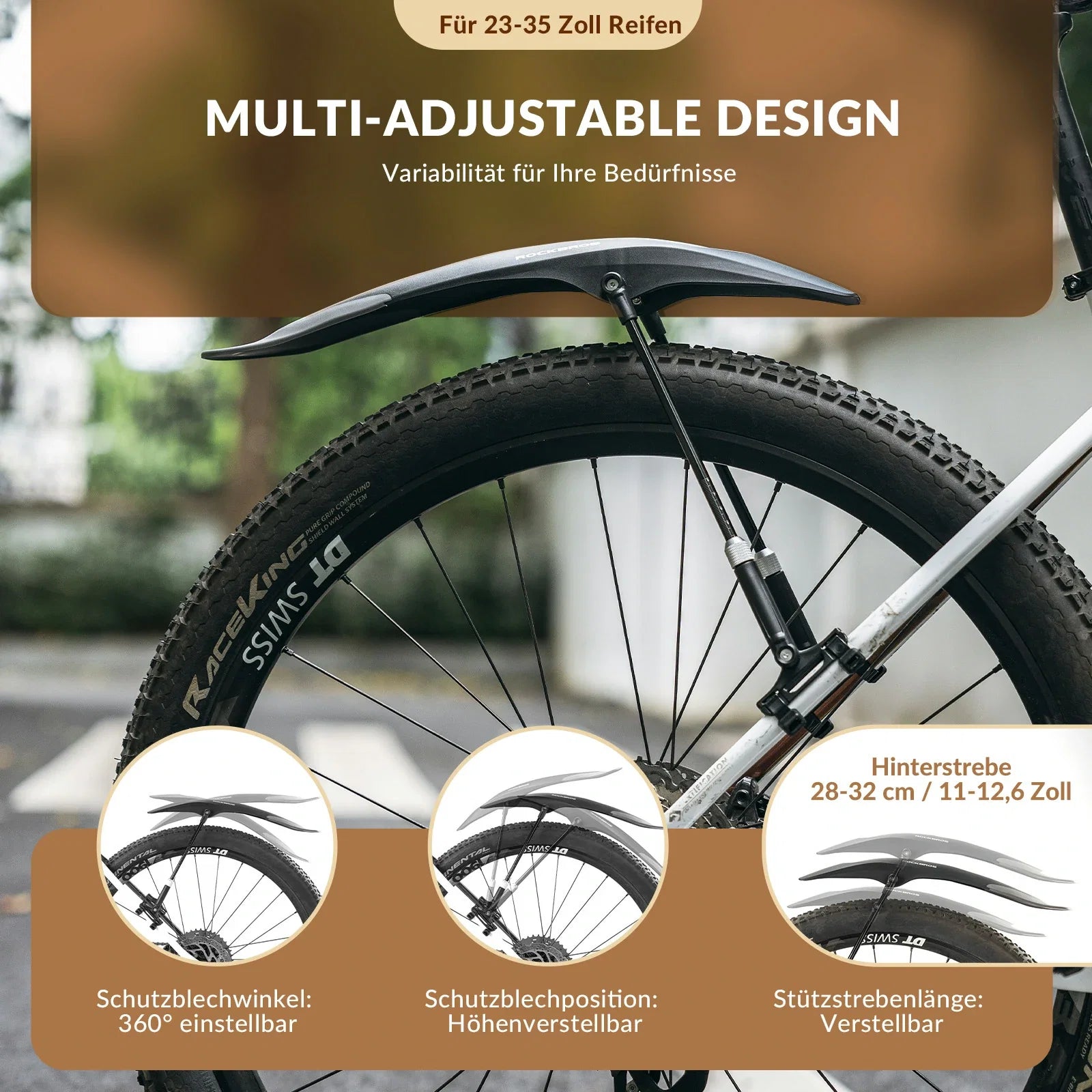 Fahrrad Schutzbleche Set Vorne/Hinten Verstellbare Flexible 26-29 zoll