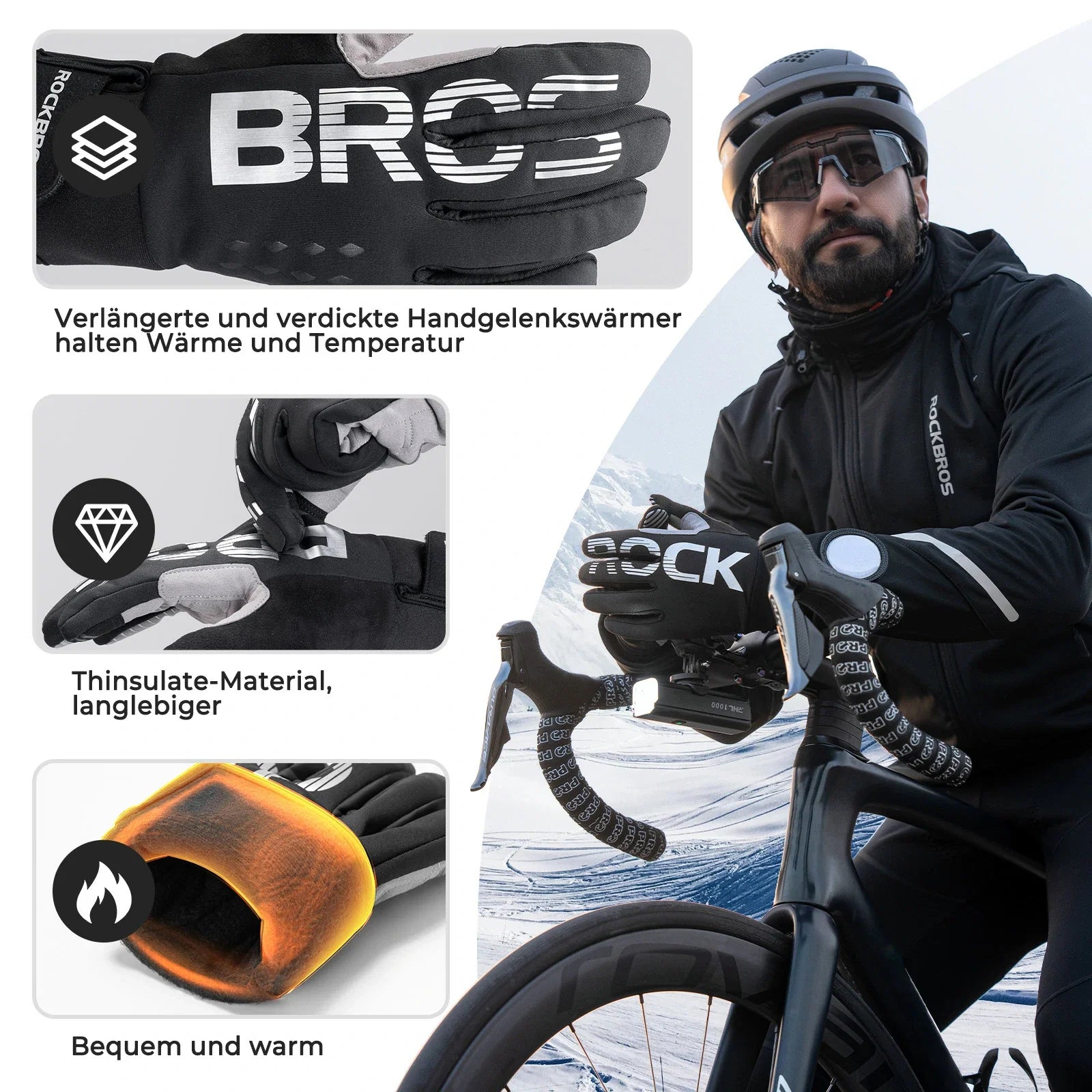 Fahrradhandschuhe Winter Thinsulate Warme Handschuhe Touchscreen