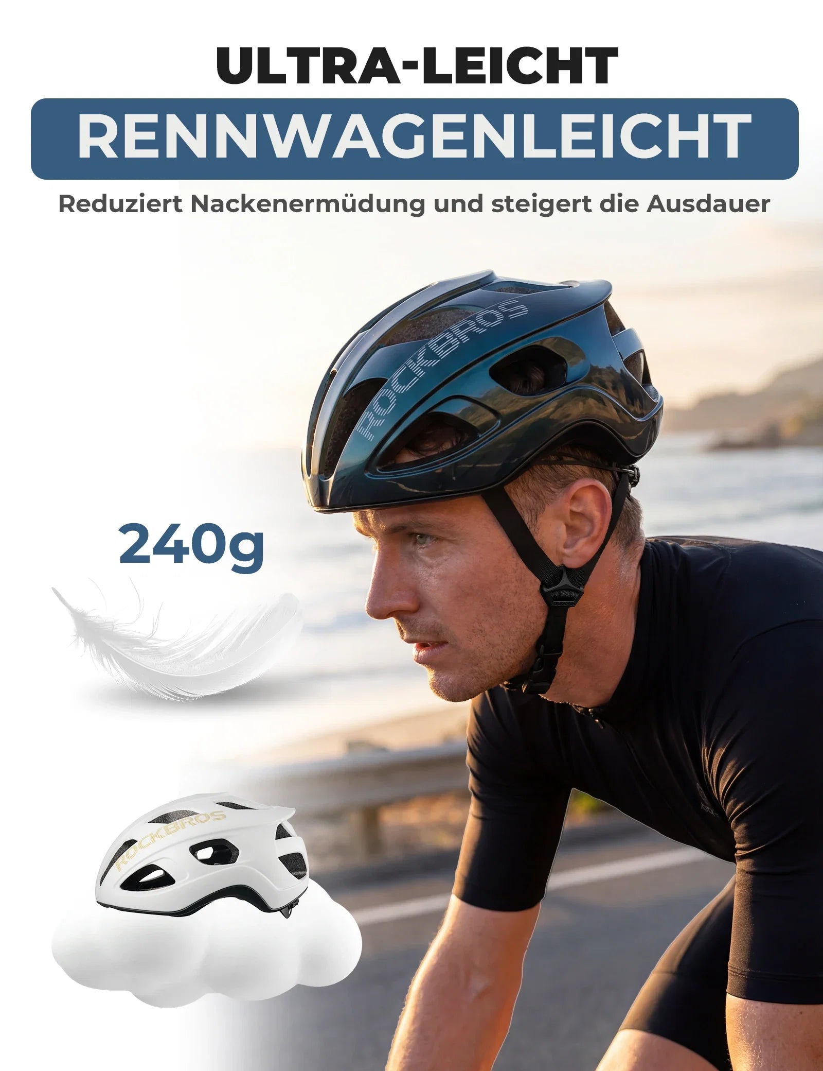 Fahrradhelm 58-62cm Leichtgewicht 240g Antibakteriell