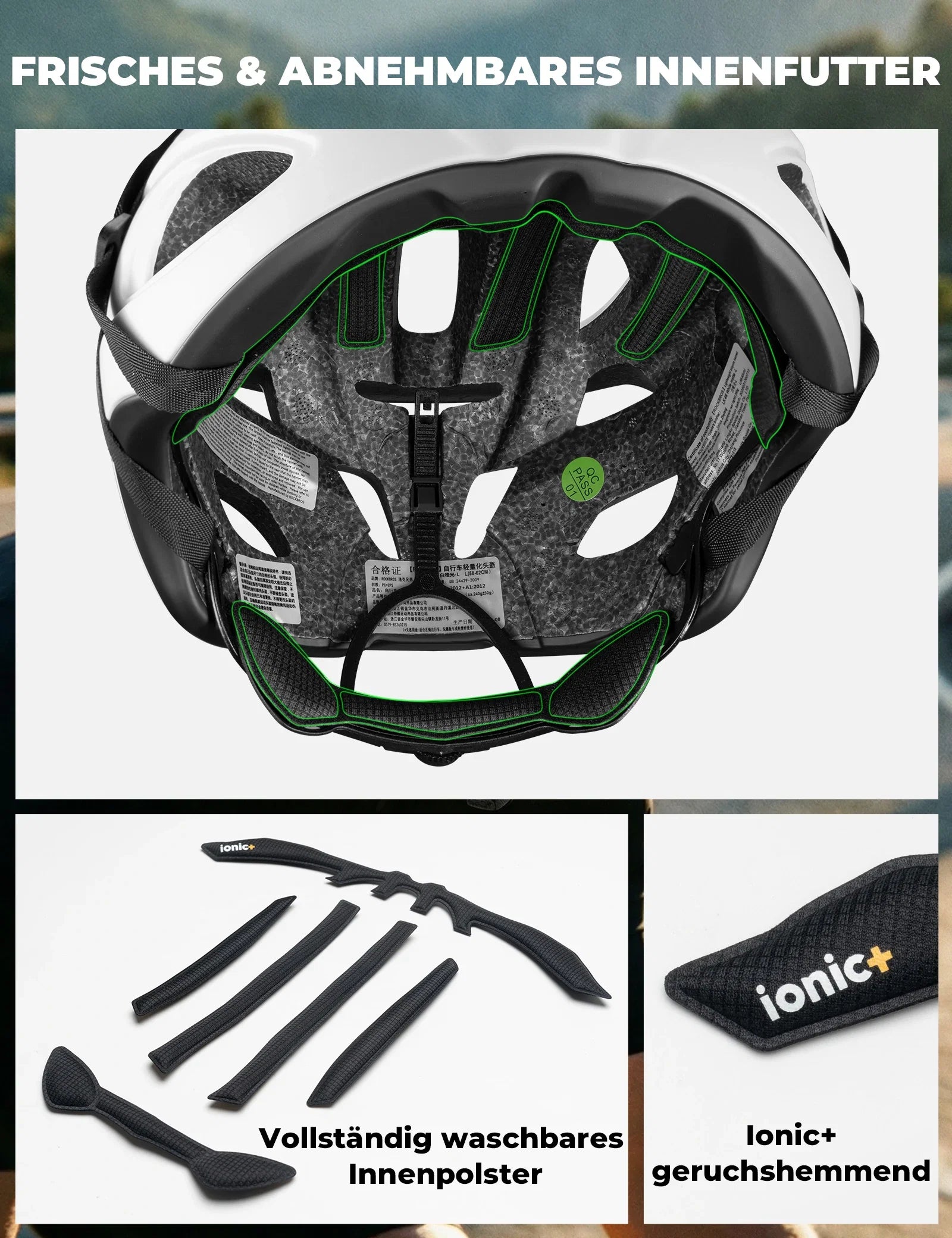 Fahrradhelm 58-62cm Leichtgewicht 240g Antibakteriell