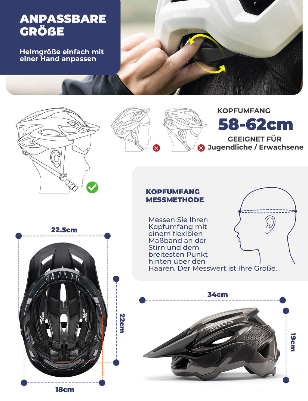 Fahrradhelm mit Belüftungssystem Verstellbar & Leicht