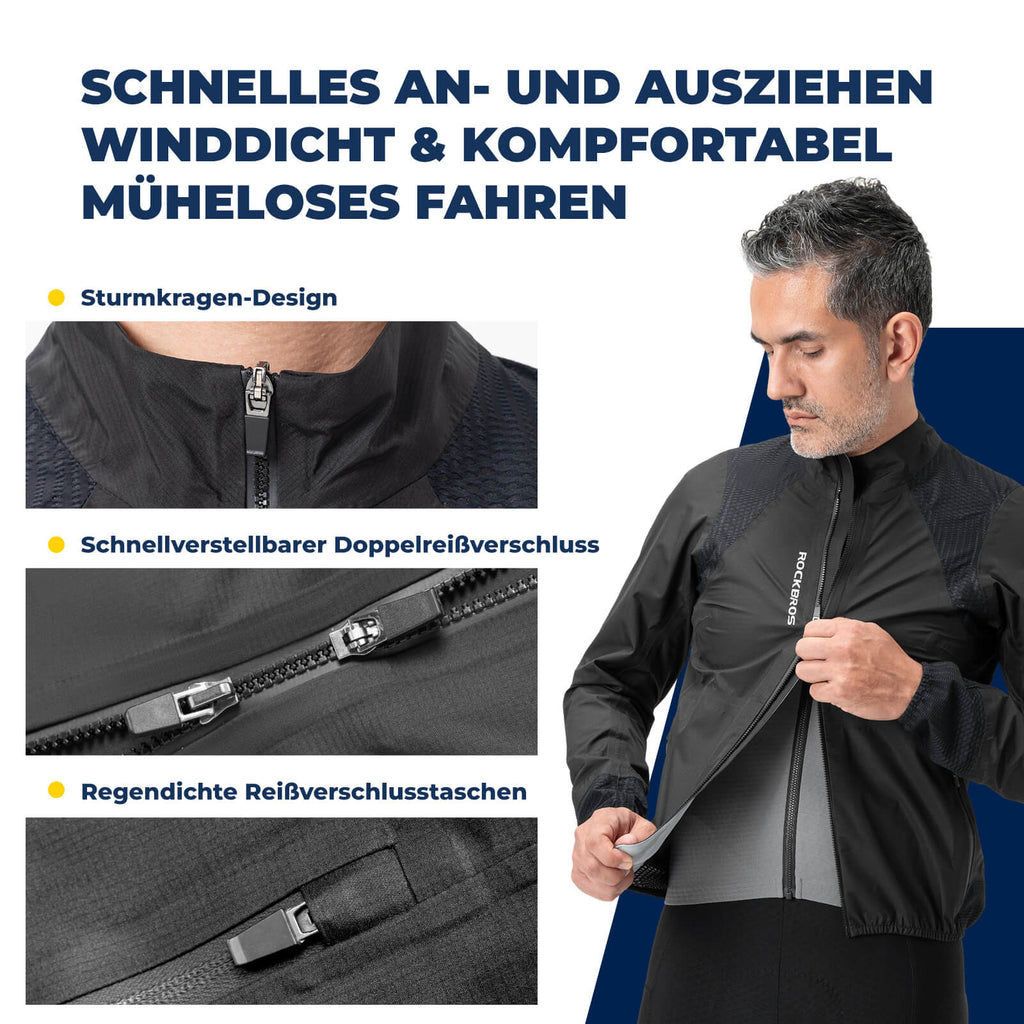 Fahrradjacke wasserdicht atmungsaktiv - Winddicht & Reflektierend Herren