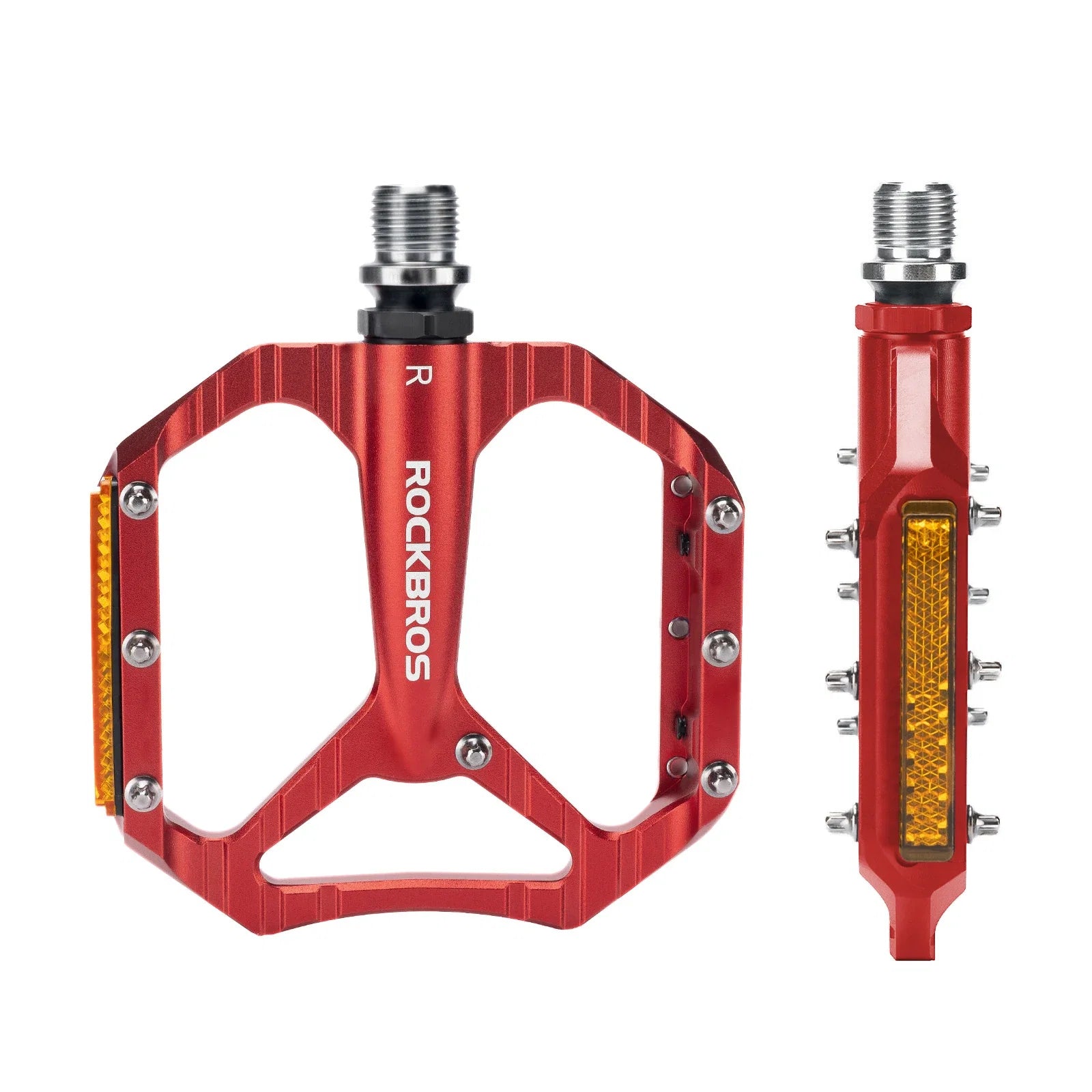 Fahrradpedale rutschfest– Aluminium Plattformpedale mit Reflektoren, abgedichtetem Kugellager, Anti-Rutsch-Pins, 9/16" Achse