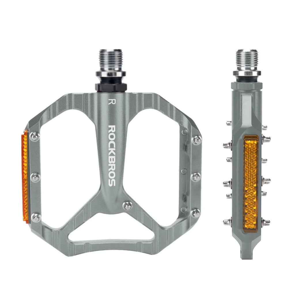 Fahrradpedale rutschfest– Aluminium Plattformpedale mit Reflektoren, abgedichtetem Kugellager, Anti-Rutsch-Pins, 9/16" Achse