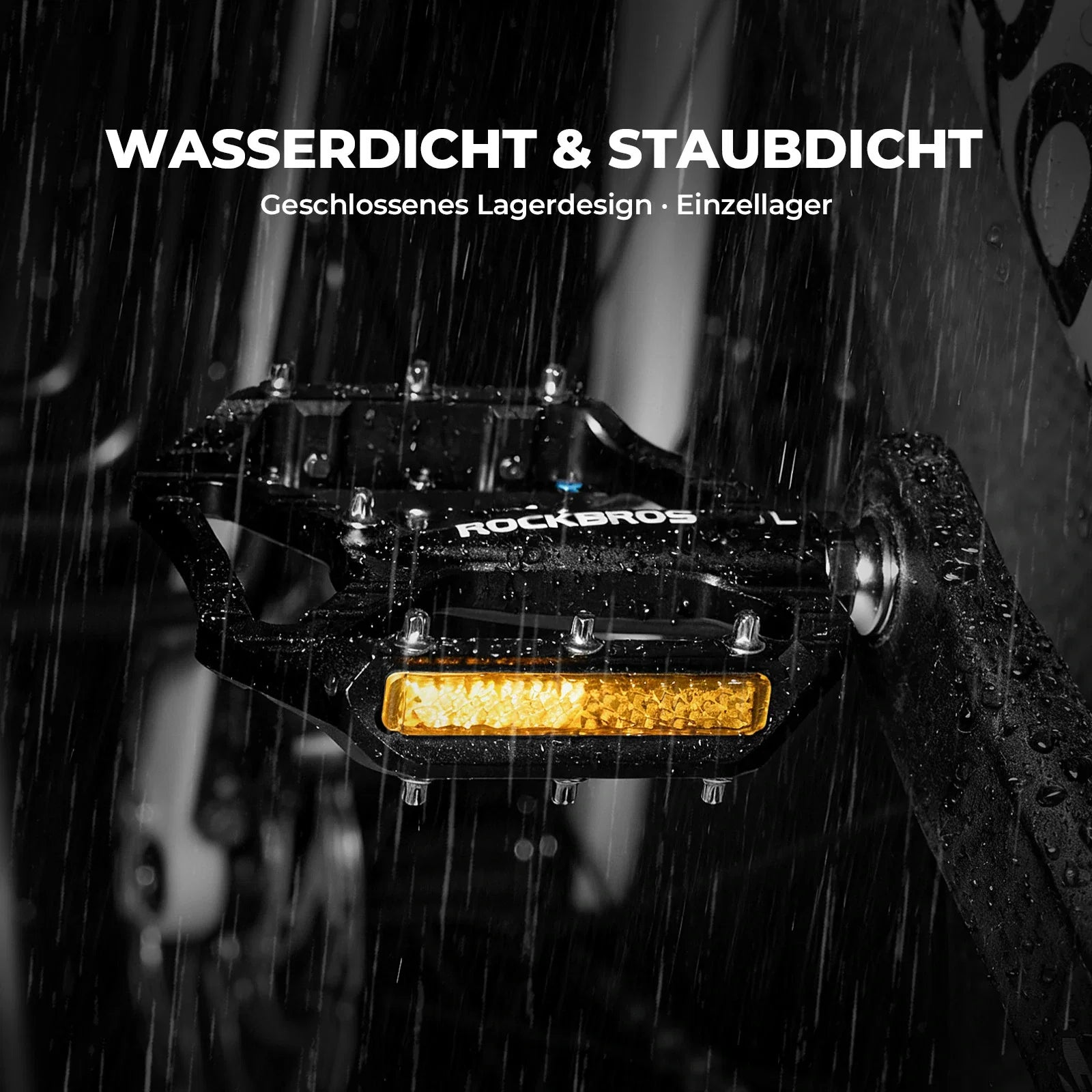 Fahrradpedale rutschfest– Aluminium Plattformpedale mit Reflektoren, abgedichtetem Kugellager, Anti-Rutsch-Pins, 9/16" Achse
