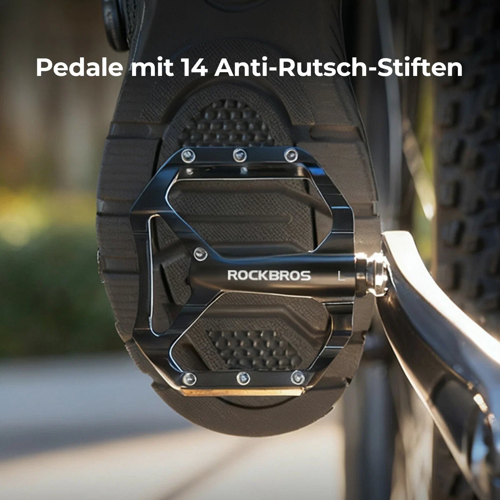 Fahrradpedale rutschfest– Aluminium Plattformpedale mit Reflektoren, abgedichtetem Kugellager, Anti-Rutsch-Pins, 9/16" Achse