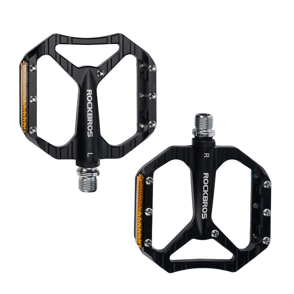 Fahrradpedale rutschfest– Aluminium Plattformpedale mit Reflektoren, abgedichtetem Kugellager, Anti-Rutsch-Pins, 9/16" Achse