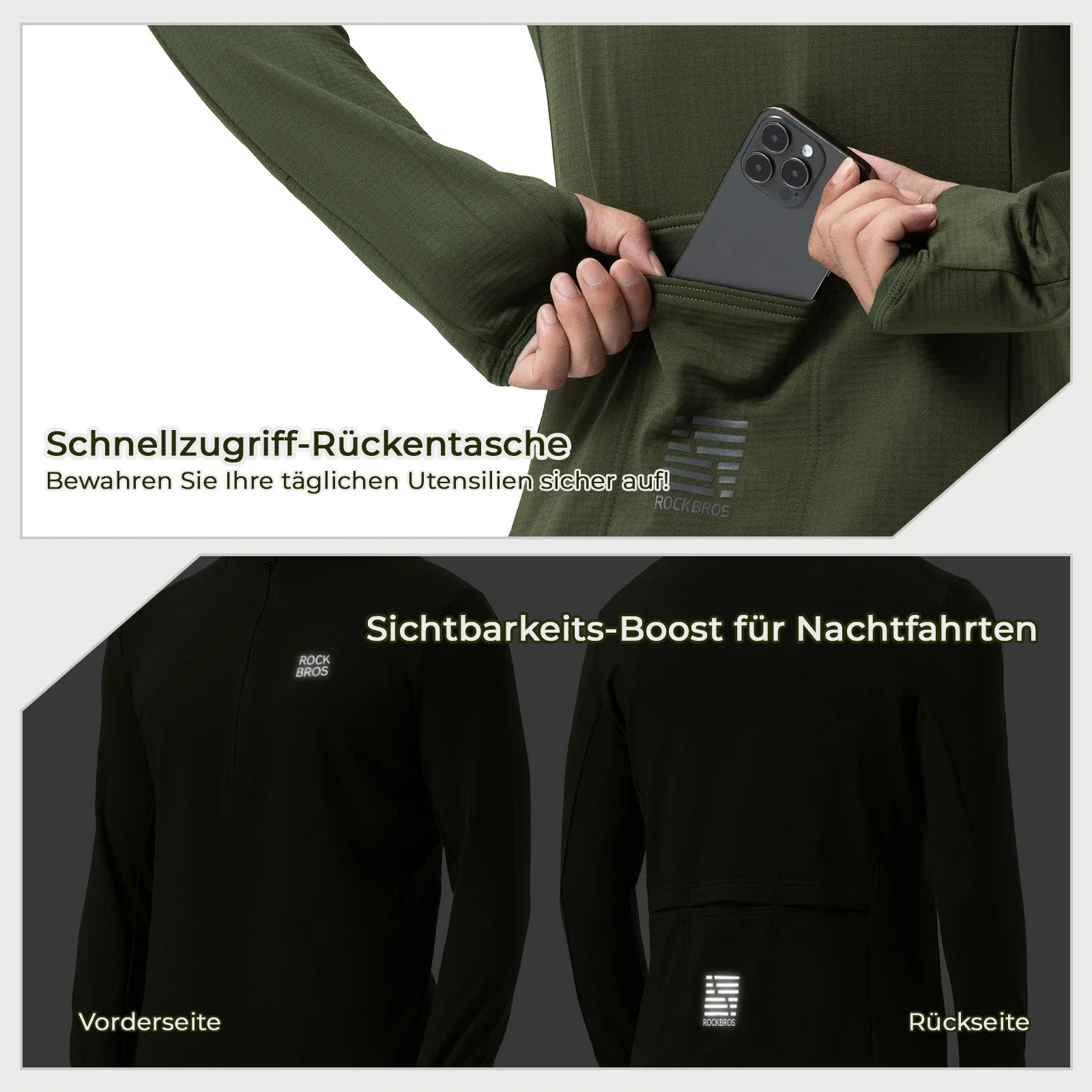 Fahrradtrikot Radtrikot Langarm Herren Winter Warm Fleece Schnelltrocknendes Atmungsaktiv