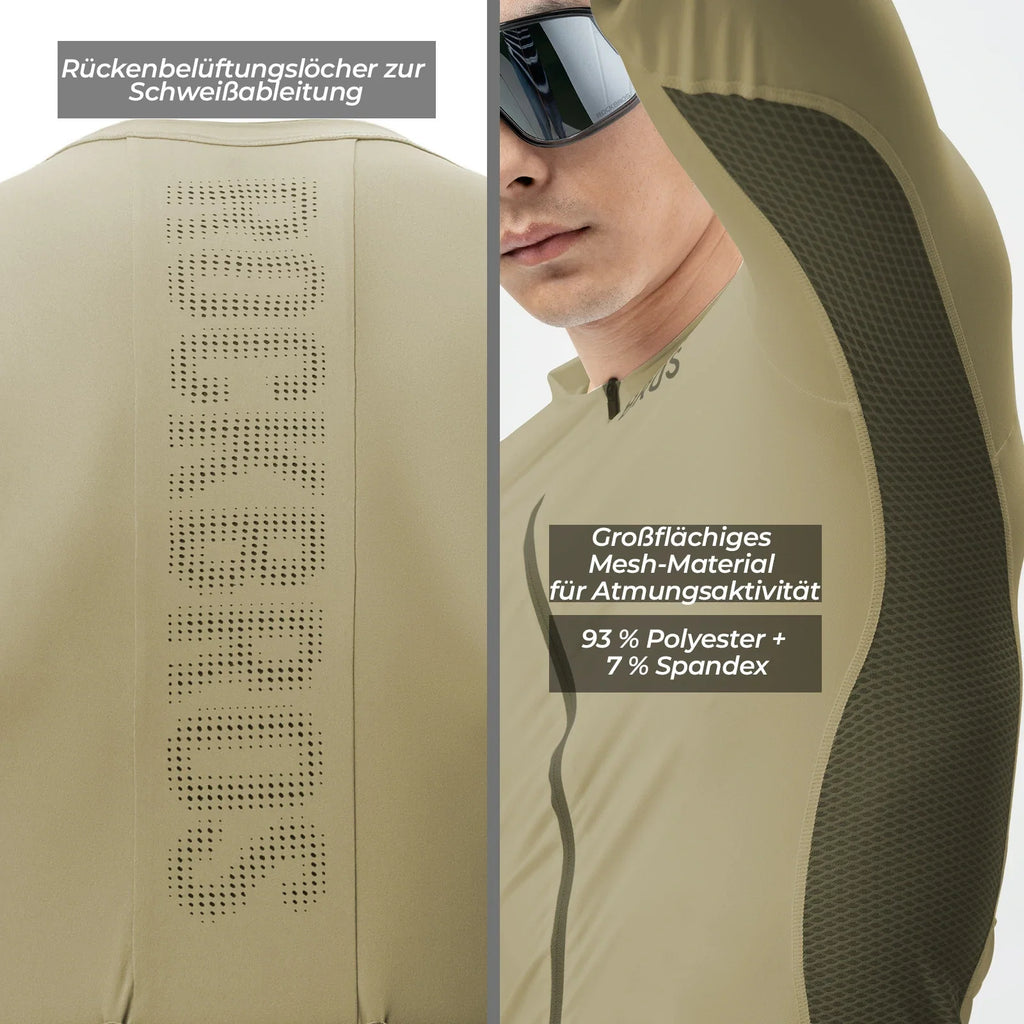 Fahrradtrikot Radtrikot Langarm Herren, Atmungsaktiv und Schnelltrocknend, Elastisches