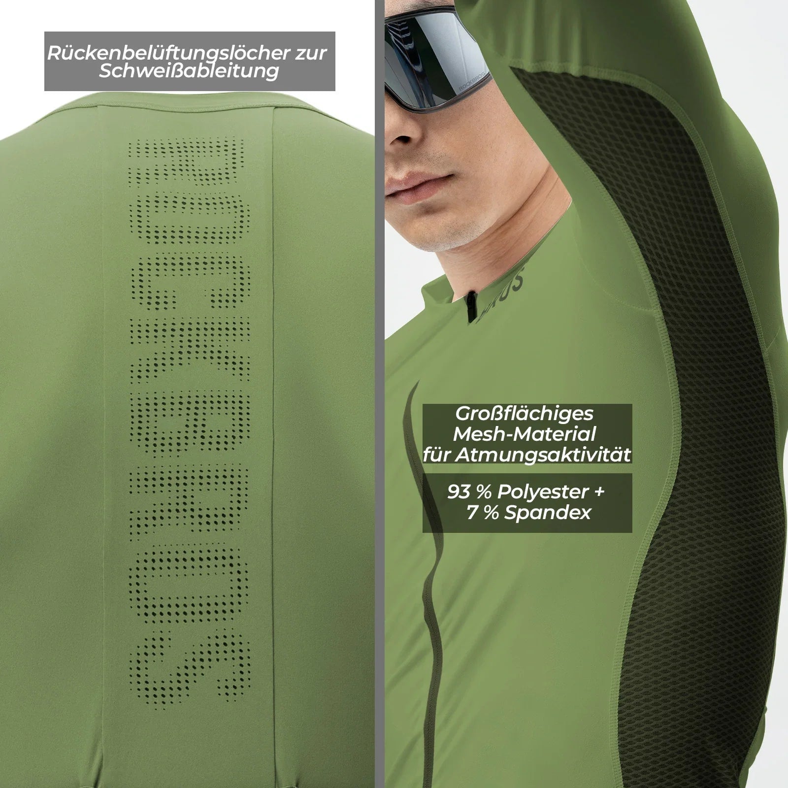 Fahrradtrikot Radtrikot Langarm Herren, Atmungsaktiv und Schnelltrocknend, Elastisches