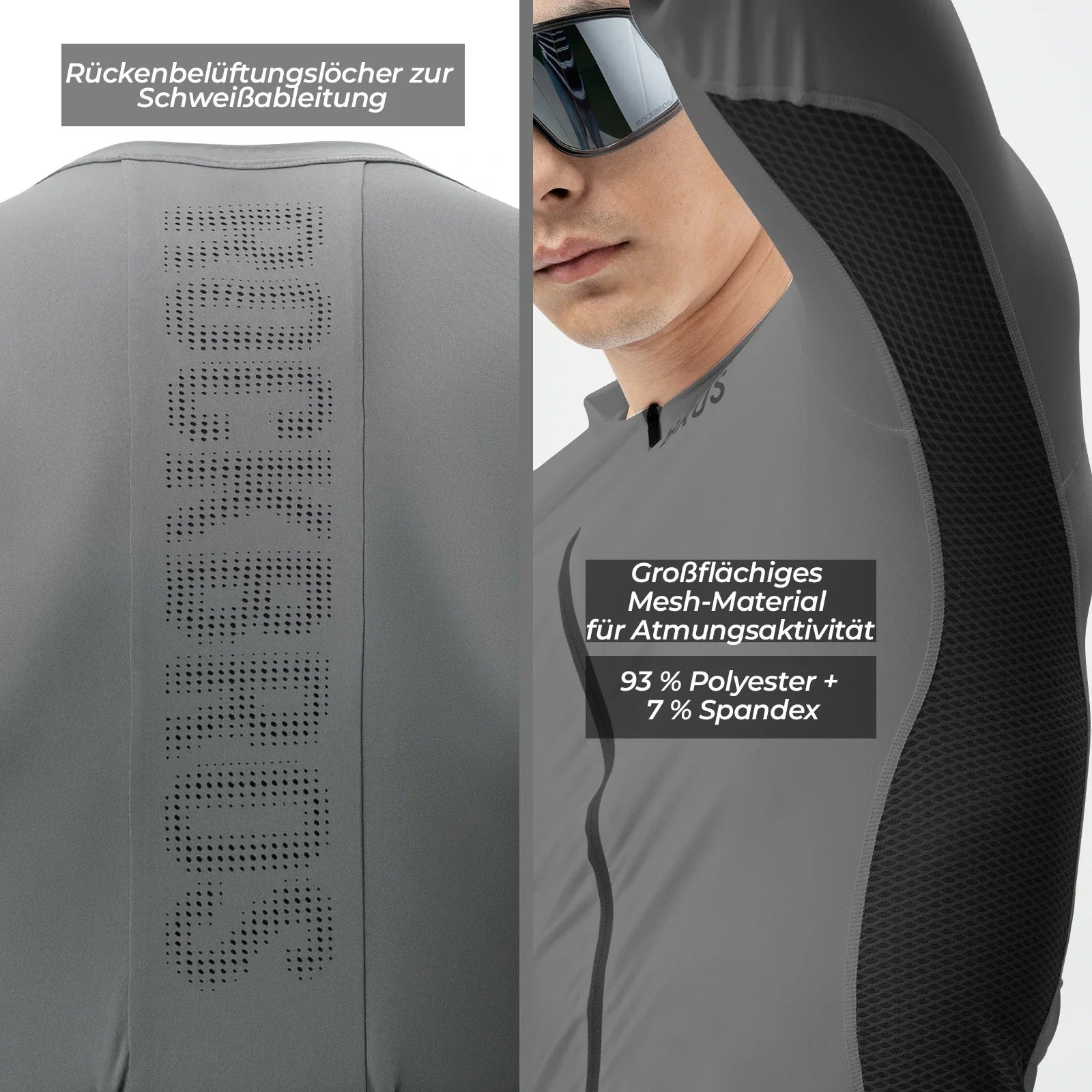 Fahrradtrikot Radtrikot Langarm Herren, Atmungsaktiv und Schnelltrocknend, Elastisches