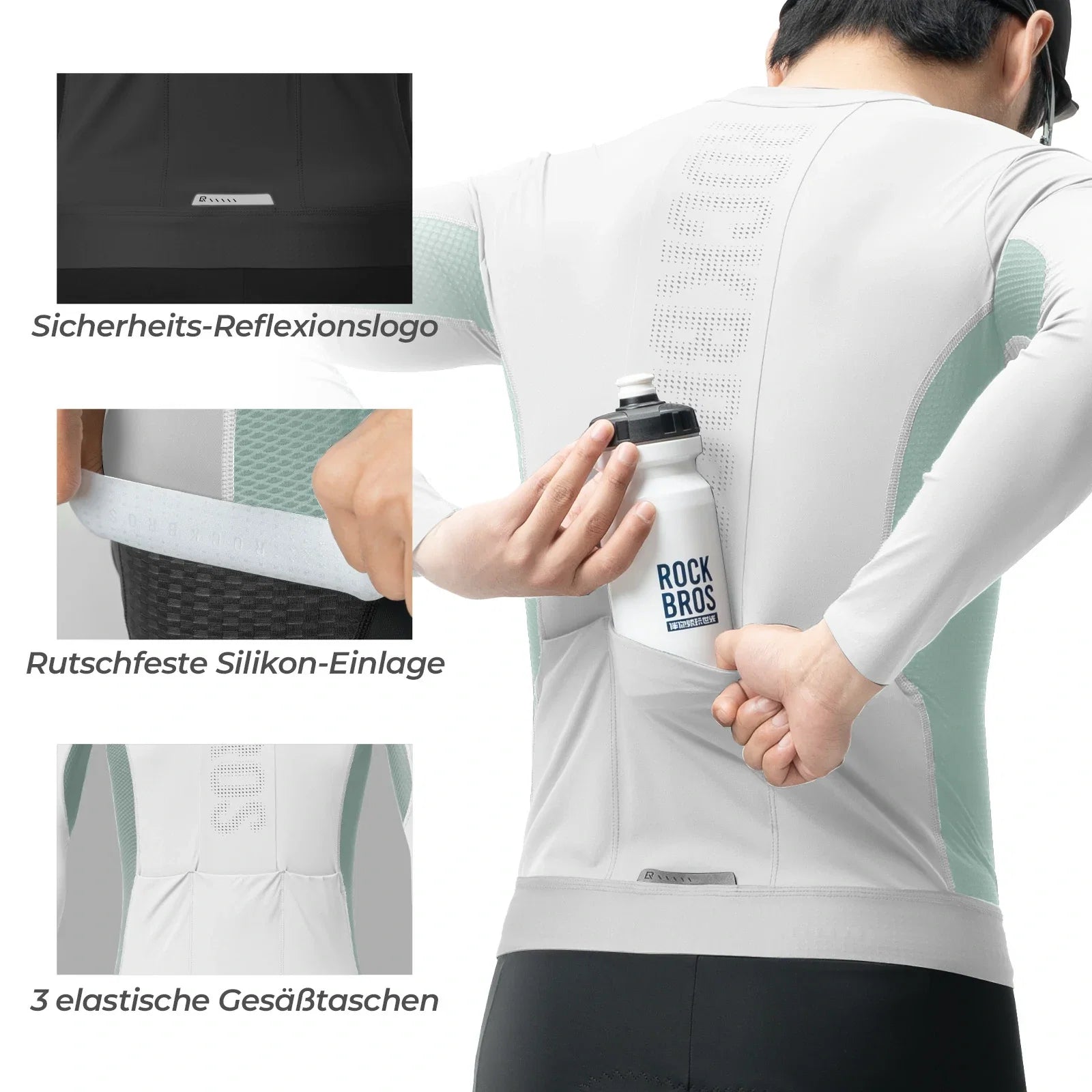Fahrradtrikot Radtrikot Langarm Herren, Atmungsaktiv und Schnelltrocknend, Elastisches