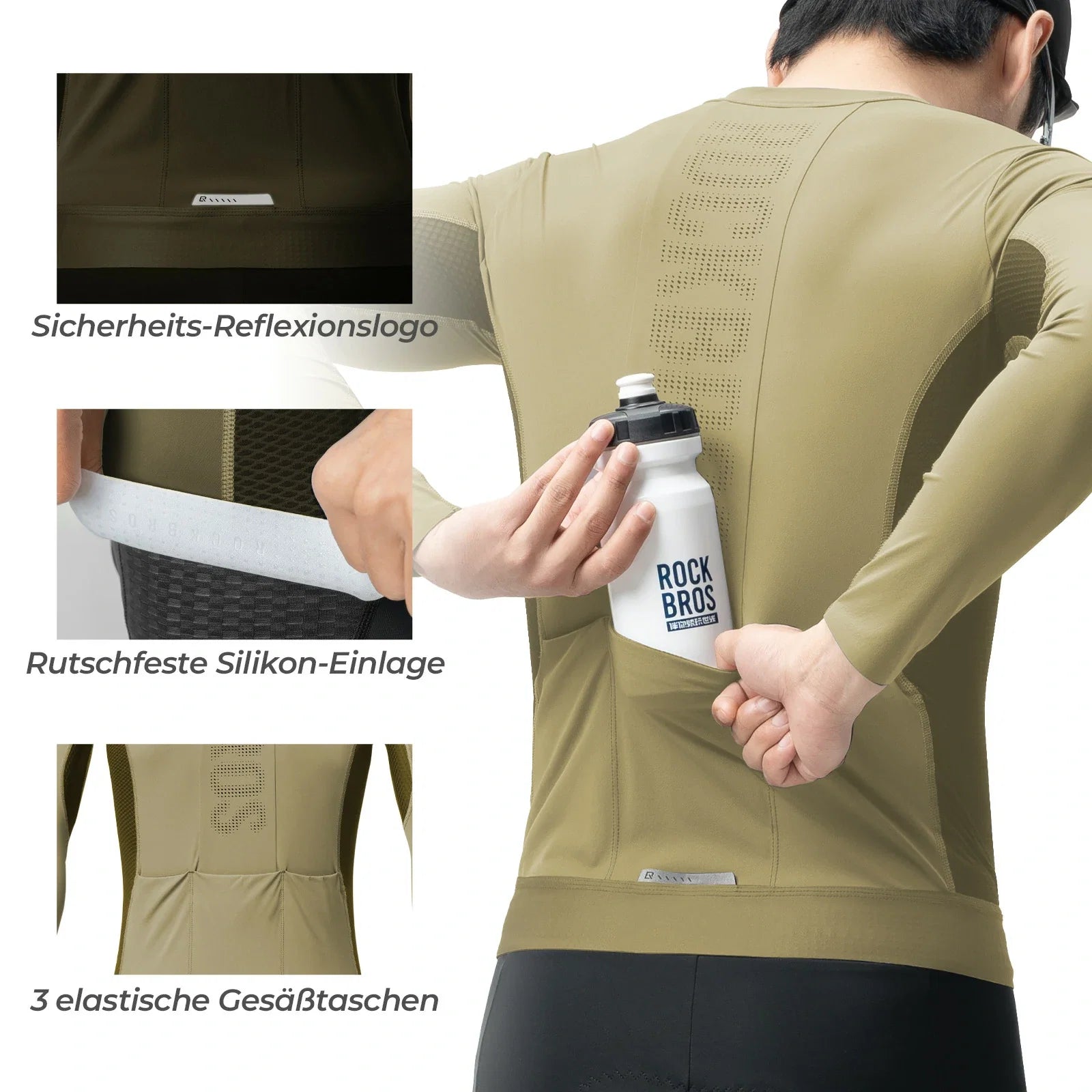 Fahrradtrikot Radtrikot Langarm Herren, Atmungsaktiv und Schnelltrocknend, Elastisches