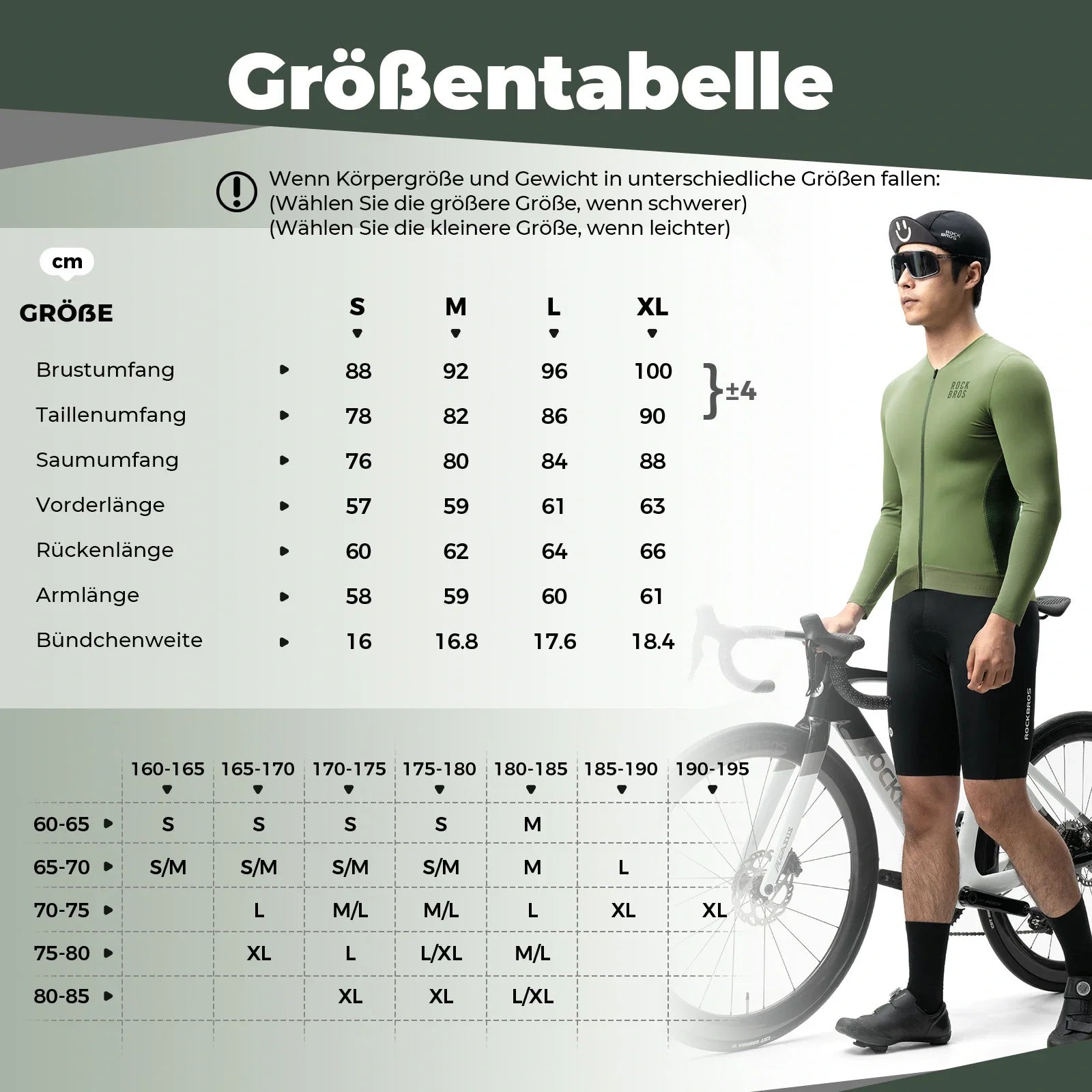 Fahrradtrikot Radtrikot Langarm Herren, Atmungsaktiv und Schnelltrocknend, Elastisches
