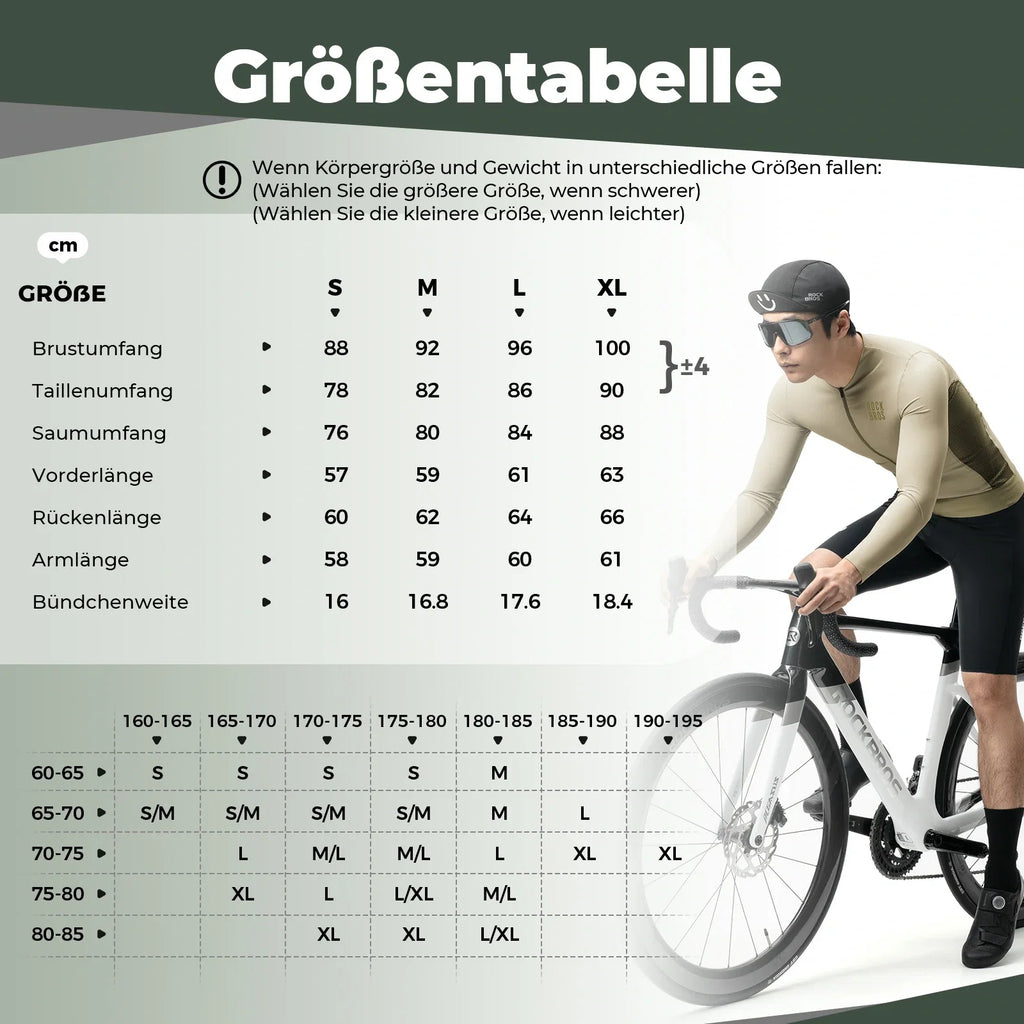 Fahrradtrikot Radtrikot Langarm Herren, Atmungsaktiv und Schnelltrocknend, Elastisches