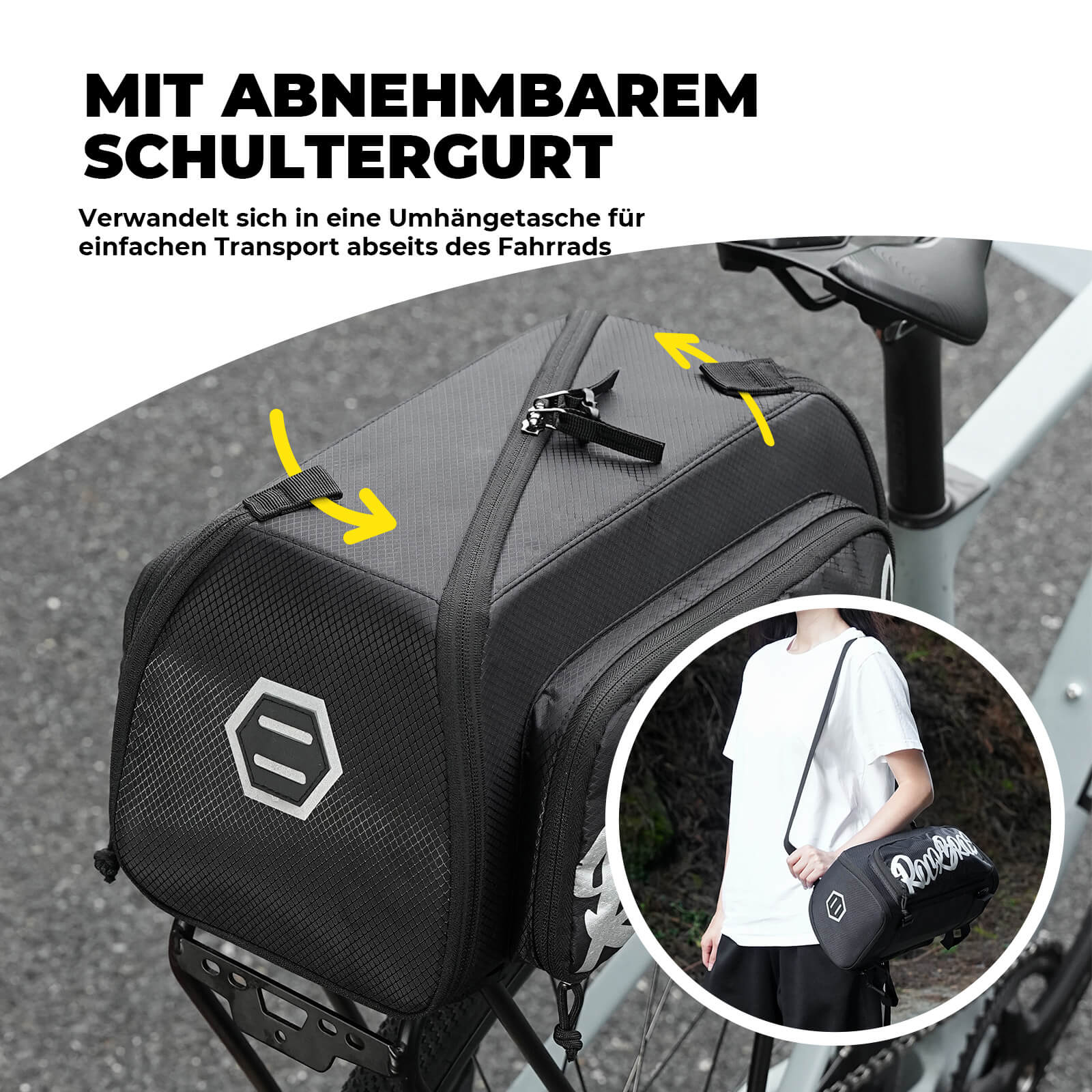 Faltbare Einteiler-Gepäckträgertasche für den Gepäckträger