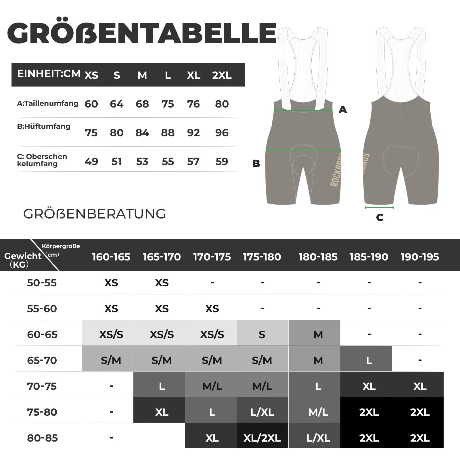 Herren Radlerhose mit Träger Gepolstert, Fahrradhose Kurz, Atmungsaktive schnelltrocknende