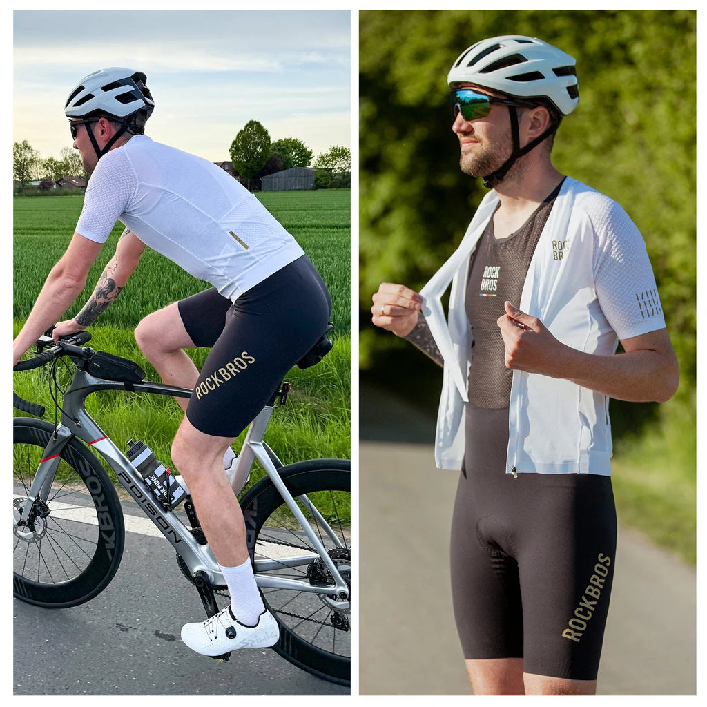 Herren Radlerhose mit Träger Gepolstert, Fahrradhose Kurz, Atmungsaktive schnelltrocknende