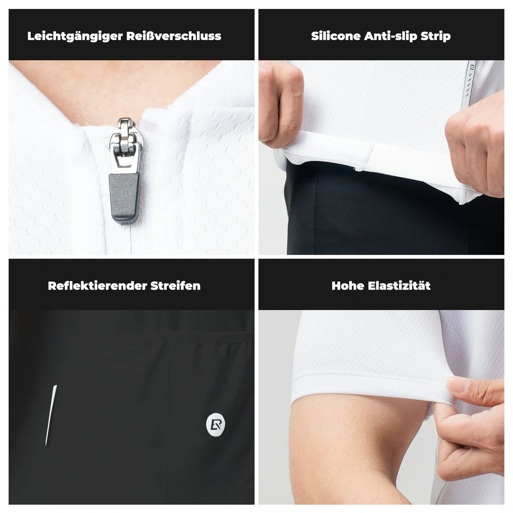 Herren Radtrikot Kurzarm Fahrradtrikot Rennradtrikot Atmungsaktiv Schnell trocknend