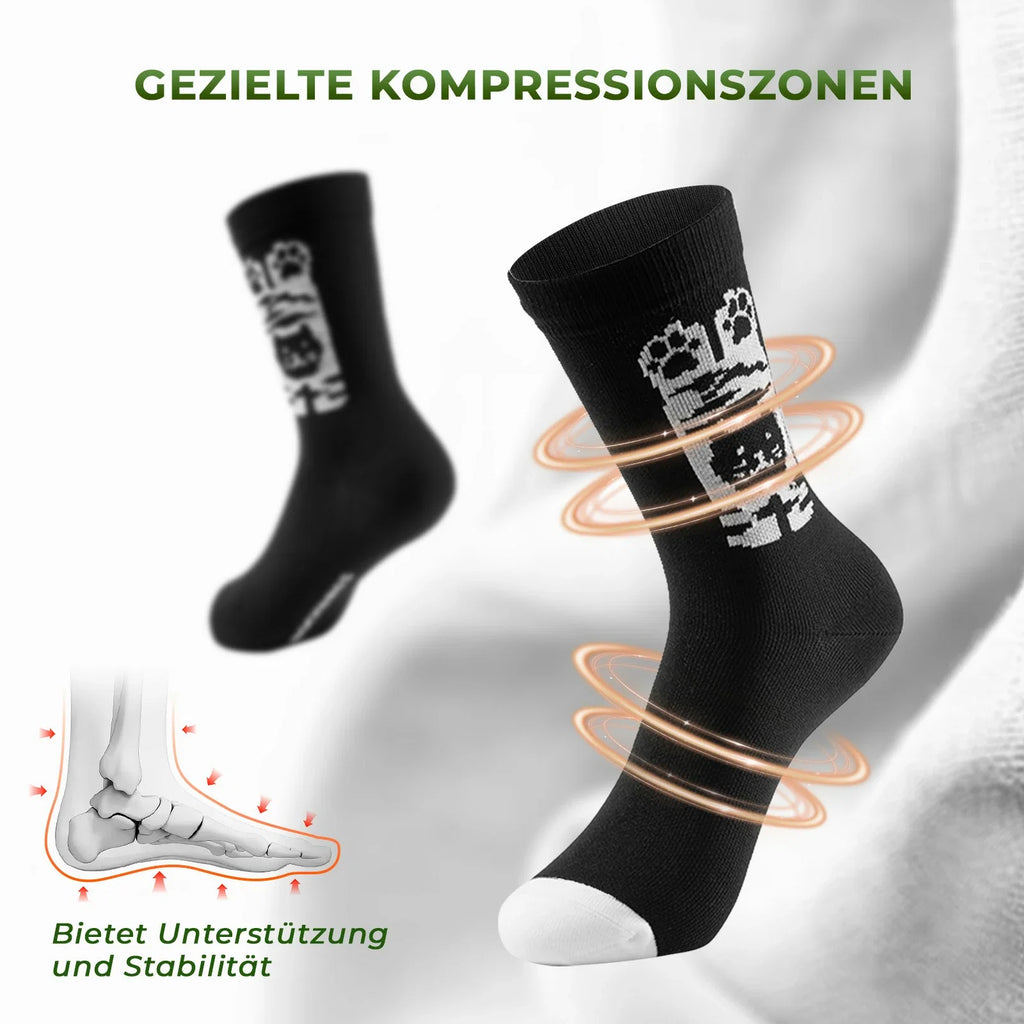 Kinder Fahrradsocken mit 5A Antibakteriell Kompressionszonen Katzenpfoten Design